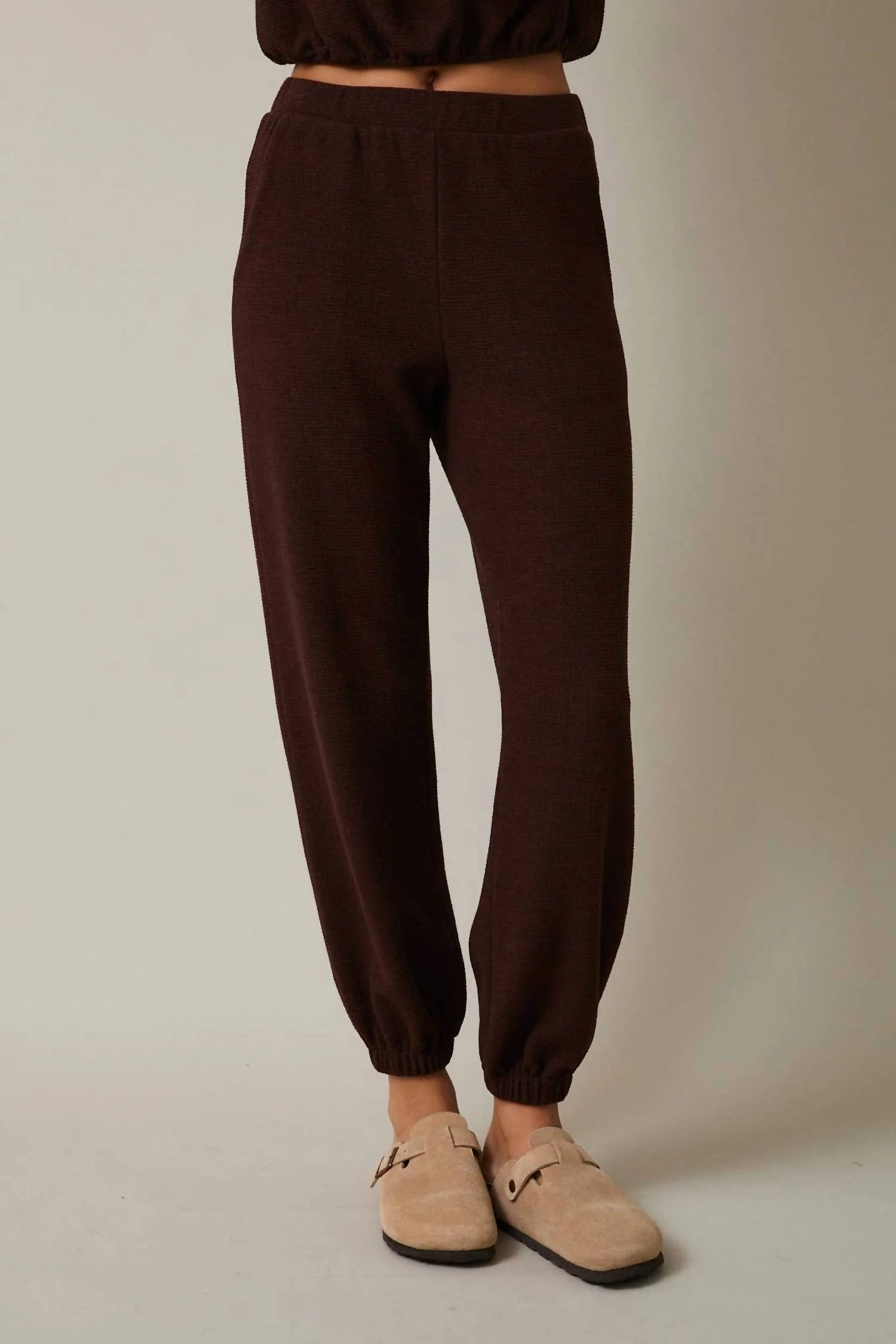 Elastic Waistband Jogger Pants In Mocha - Image 2