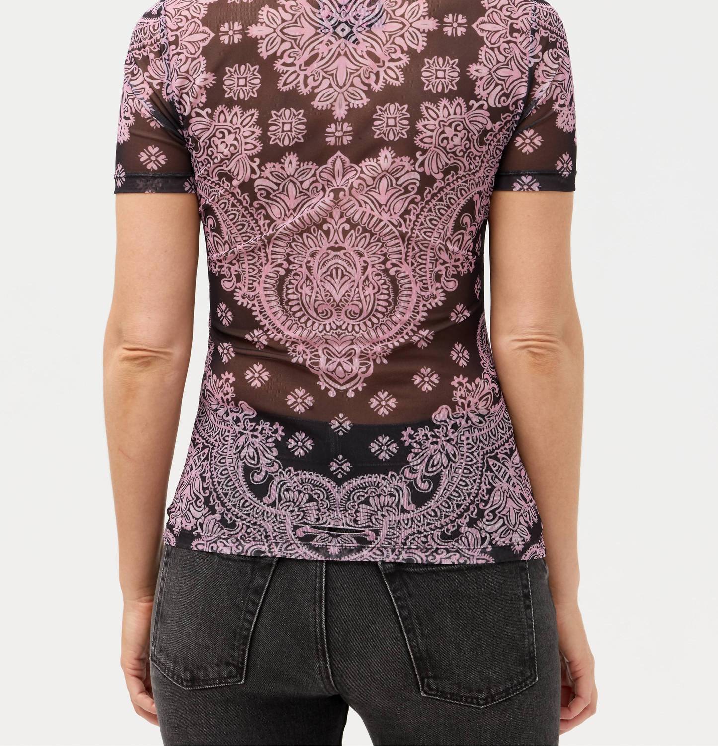 Eleanor Short Sleeve Mesh Tee In Tularose Black - Image 2