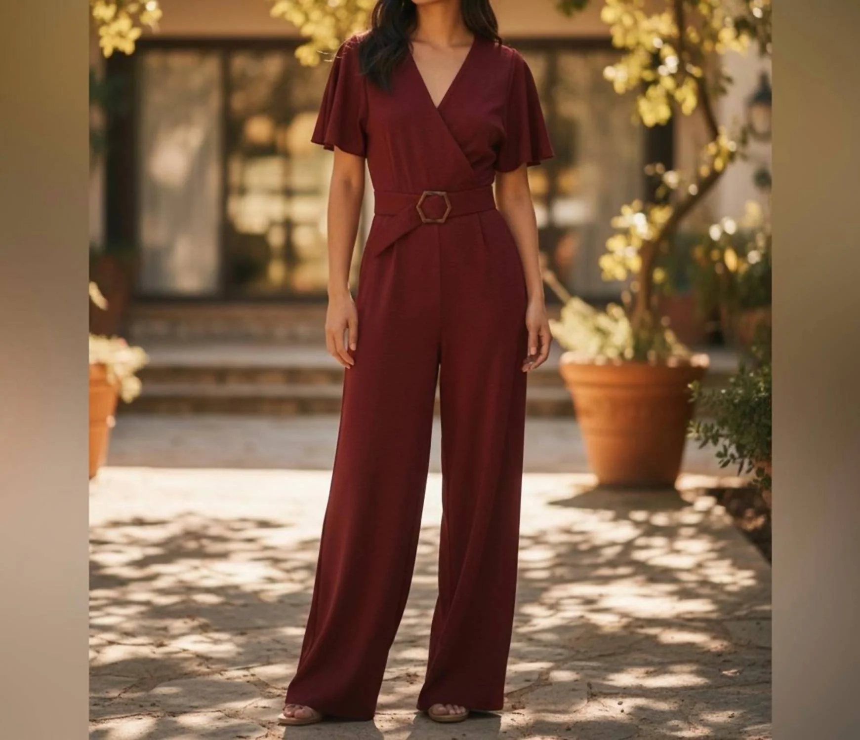 Elegant Jumpsuit In Burgundy