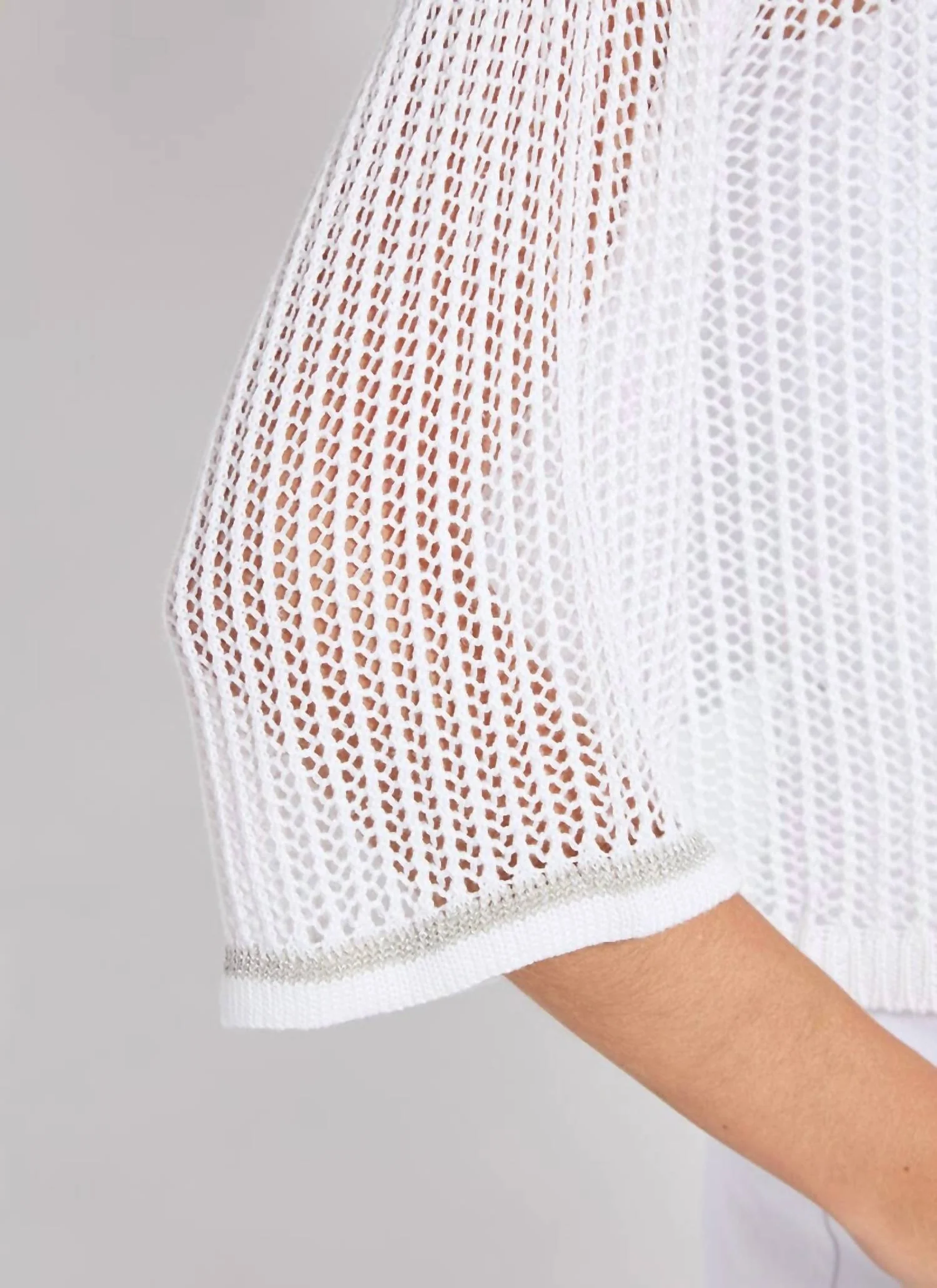 Elera Linen Mesh Cardigan In Off-White - Image 4