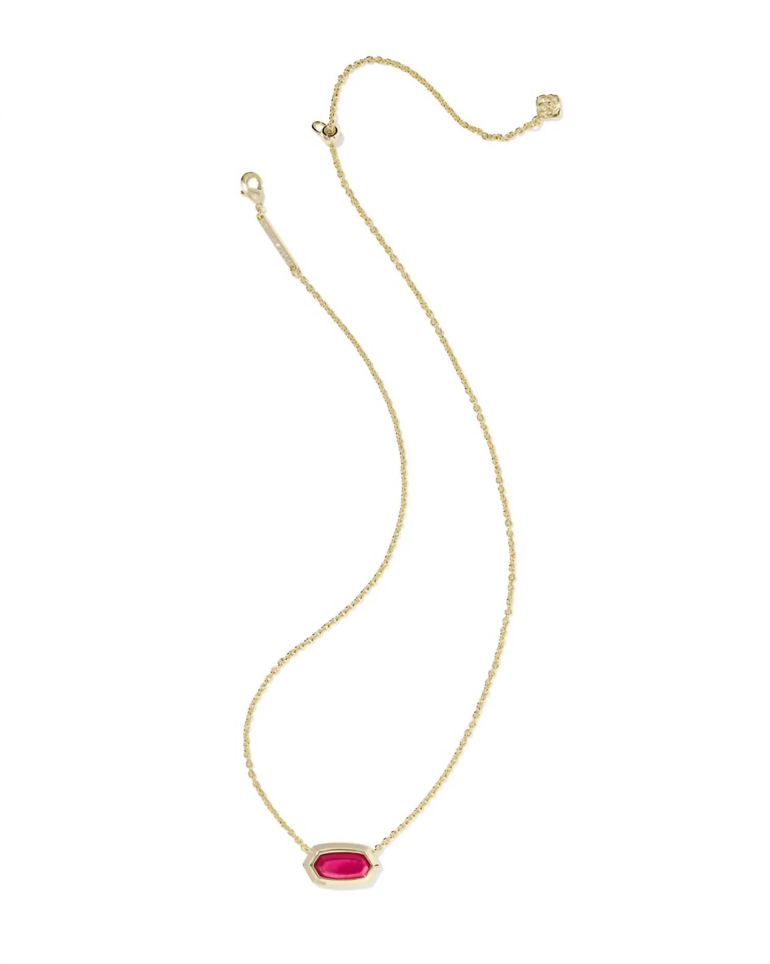 Elisa Bezel Short Pendant Necklace In Gold Carmine Red Illusion - Image 2