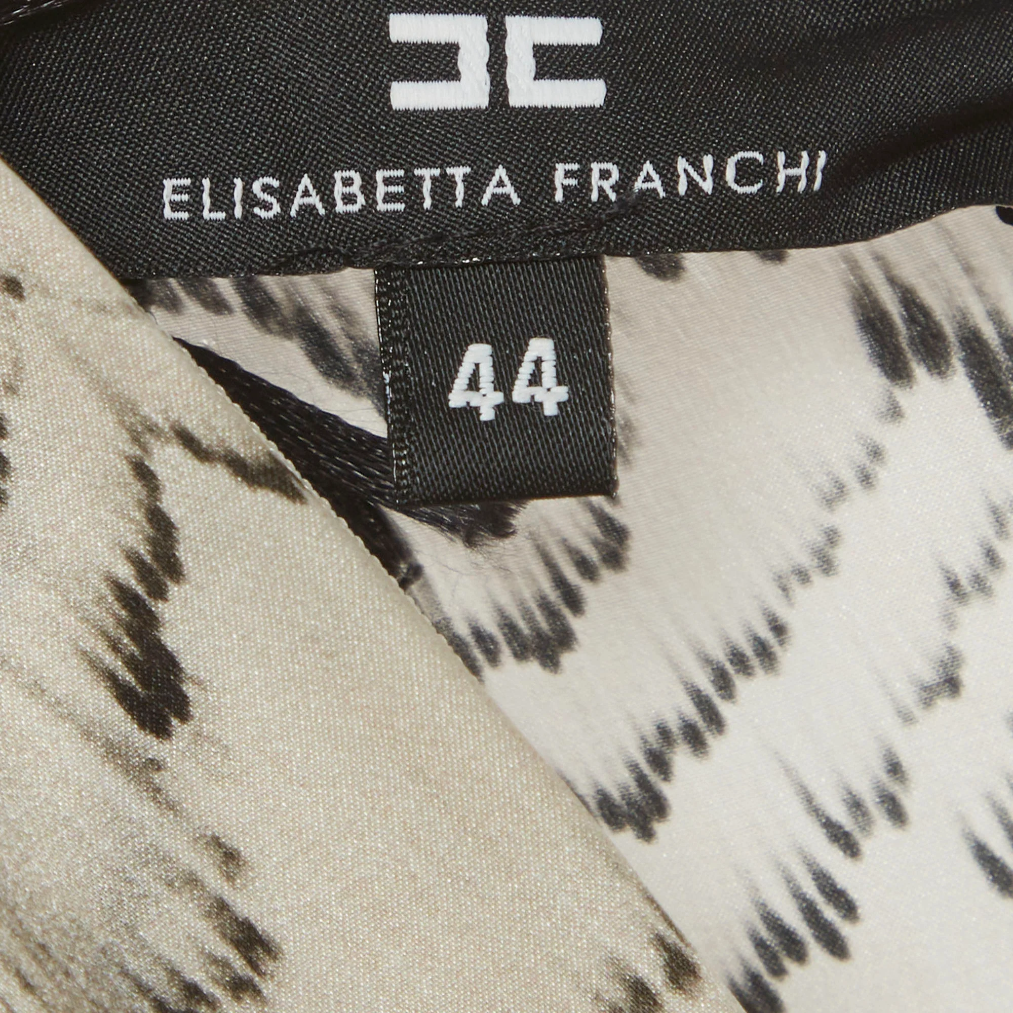 Elisabetta Franchi Beige Printed Satin Mini Dress - Image 6