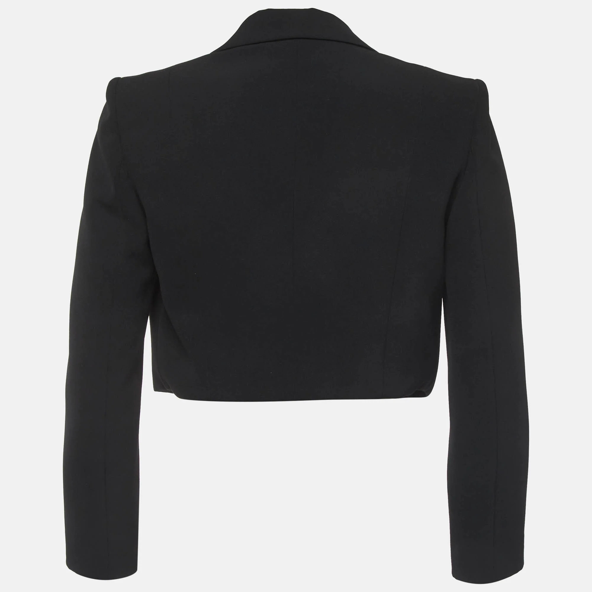Elisabetta Franchi Black Crepe Crop Blazer - Image 2
