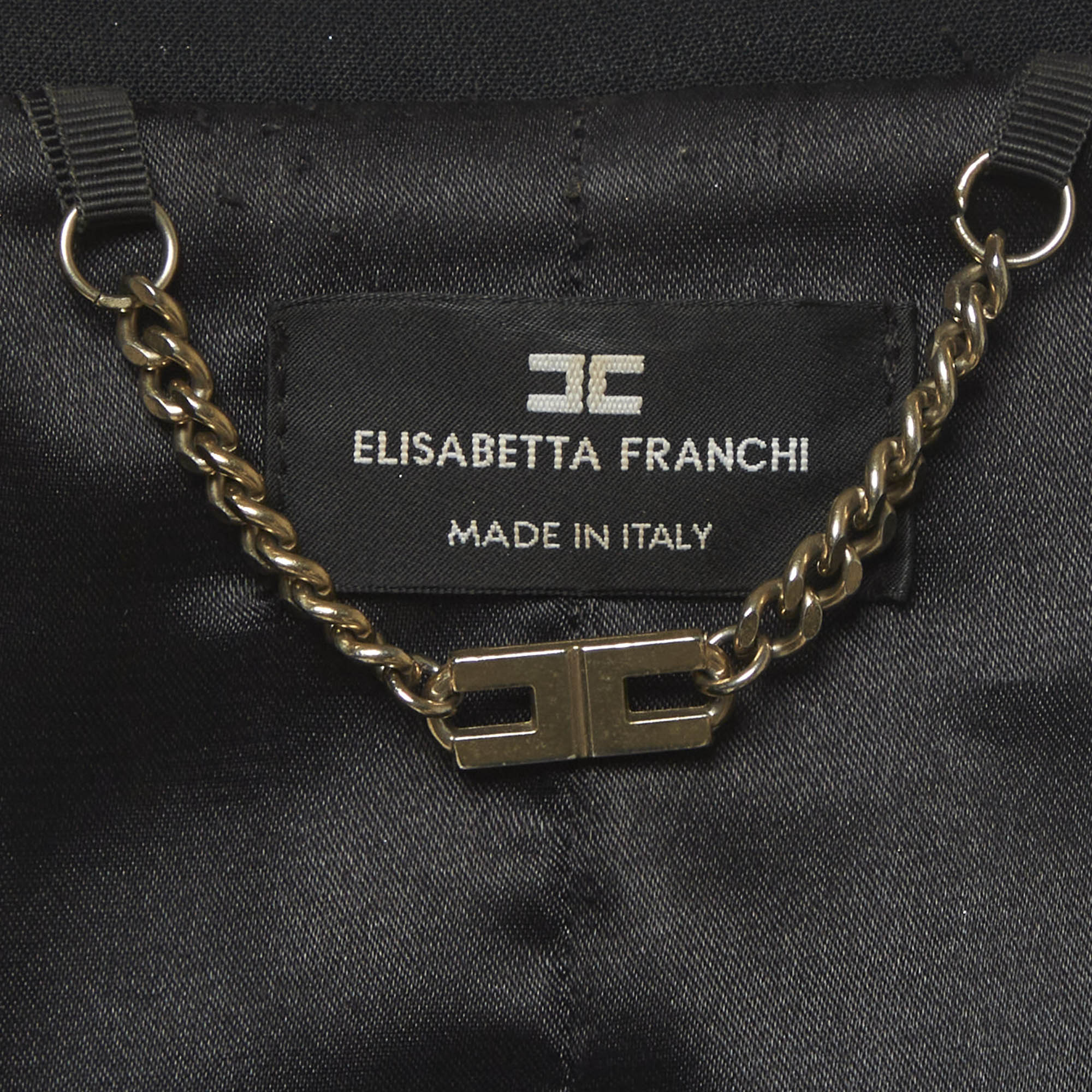 Elisabetta Franchi Black Crepe Crop Blazer - Image 5