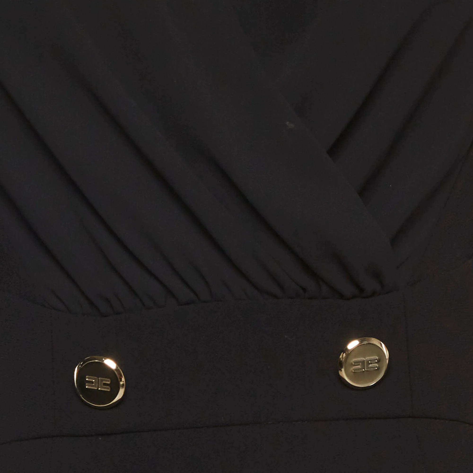 Elisabetta Franchi Black Crepe Wrapped Long Dress - Image 4