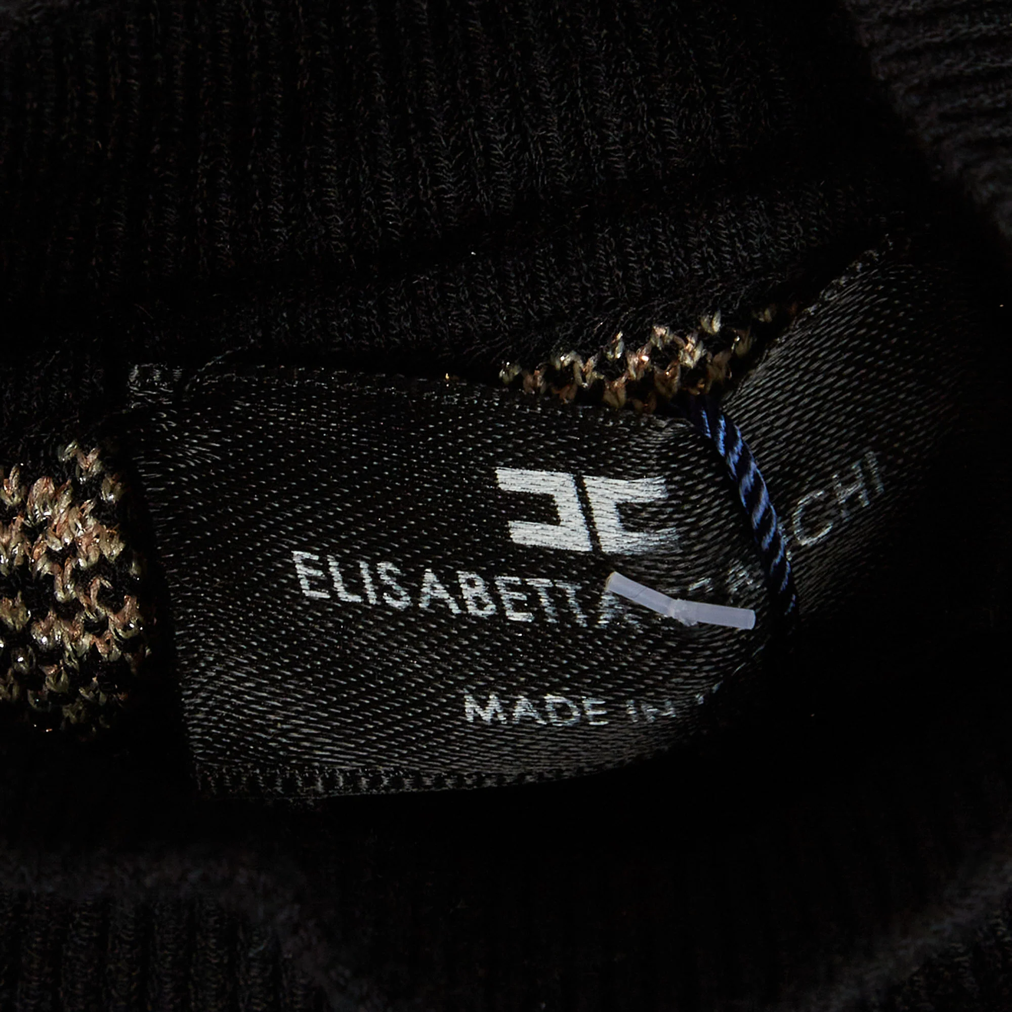 Elisabetta Franchi Black Geometric Pattern Jacquard Knit Mock Neck Mini Dress - Image 6
