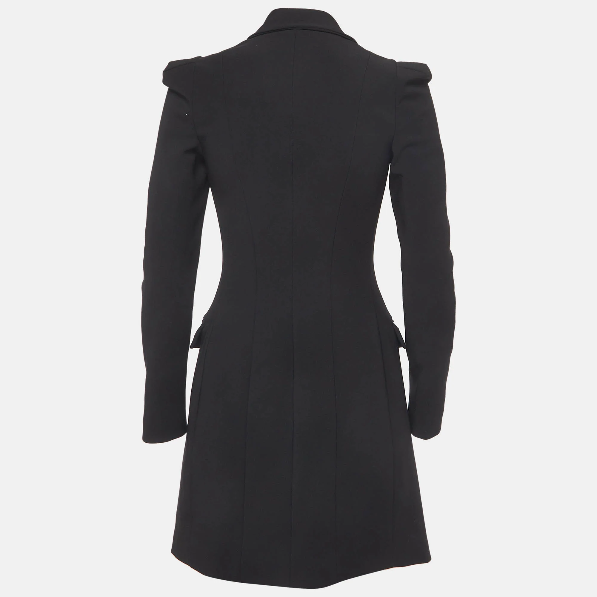 Elisabetta Franchi Black Stretch Crepe Double Breasted Blazer Dress - Image 3