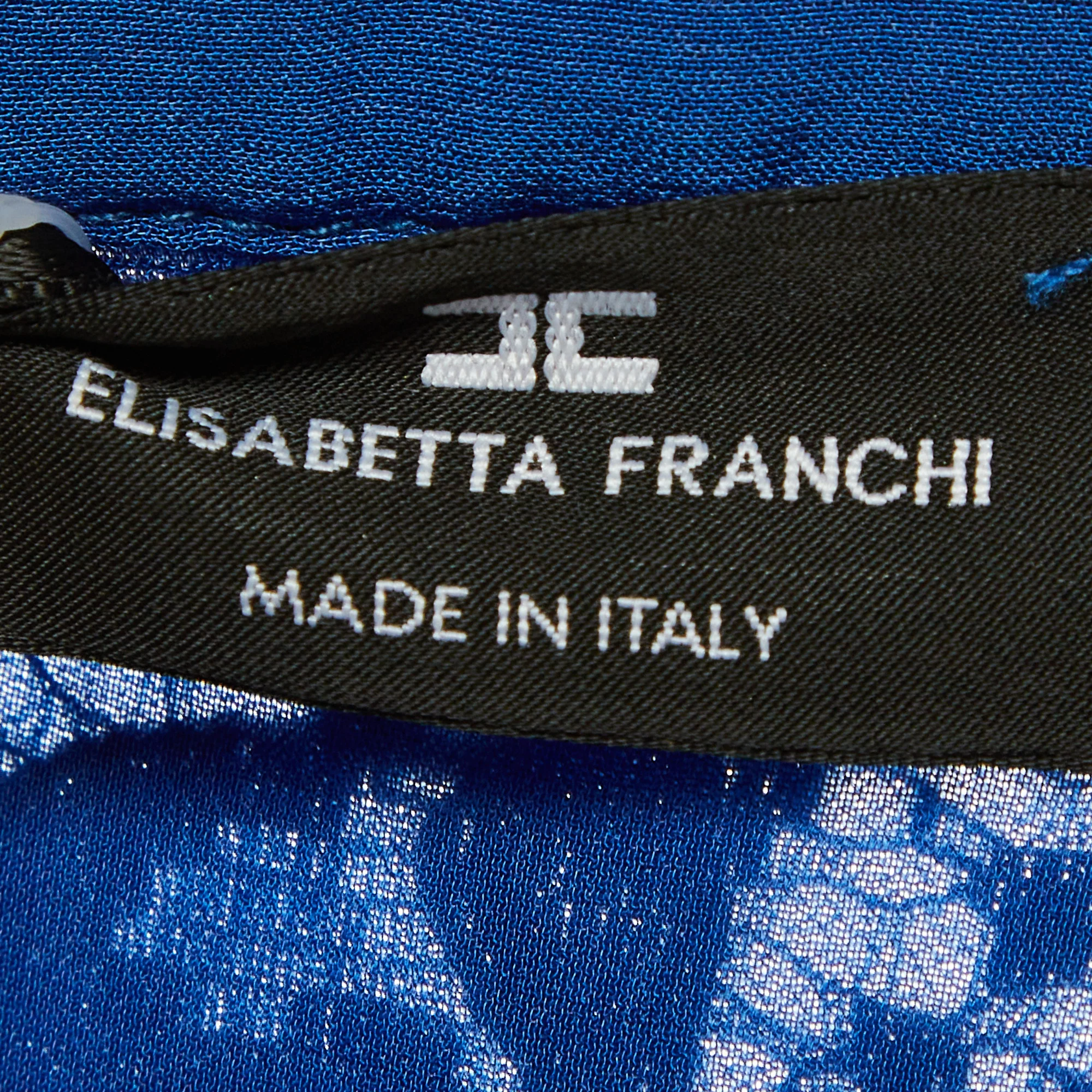 Elisabetta Franchi Blue Guipure Lace Short Sleeve Midi Dress - Image 6