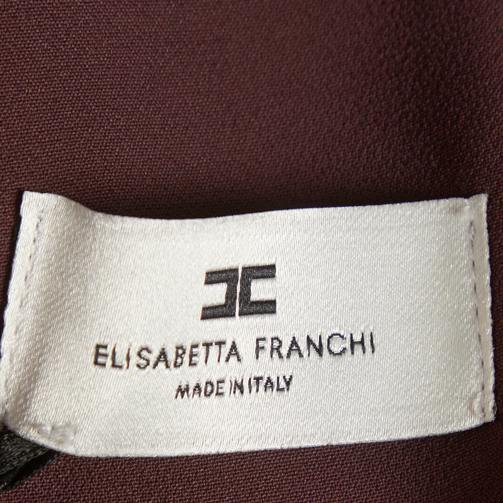 Elisabetta Franchi Brown Stretch Crepe Draped Merlot Mini Dress - Image 5