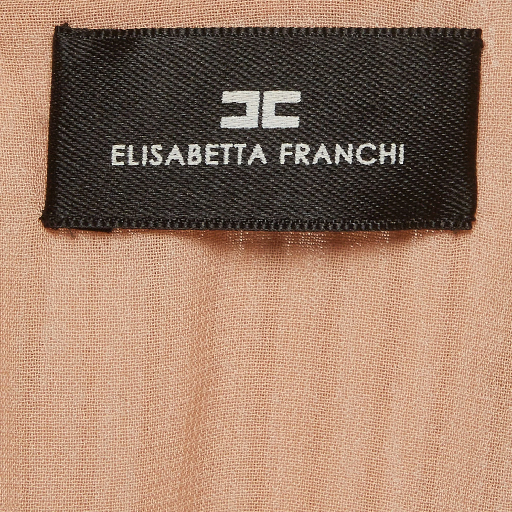 Elisabetta Franchi Light Pink Embellished Chiffon & Crepe Dress - Image 5