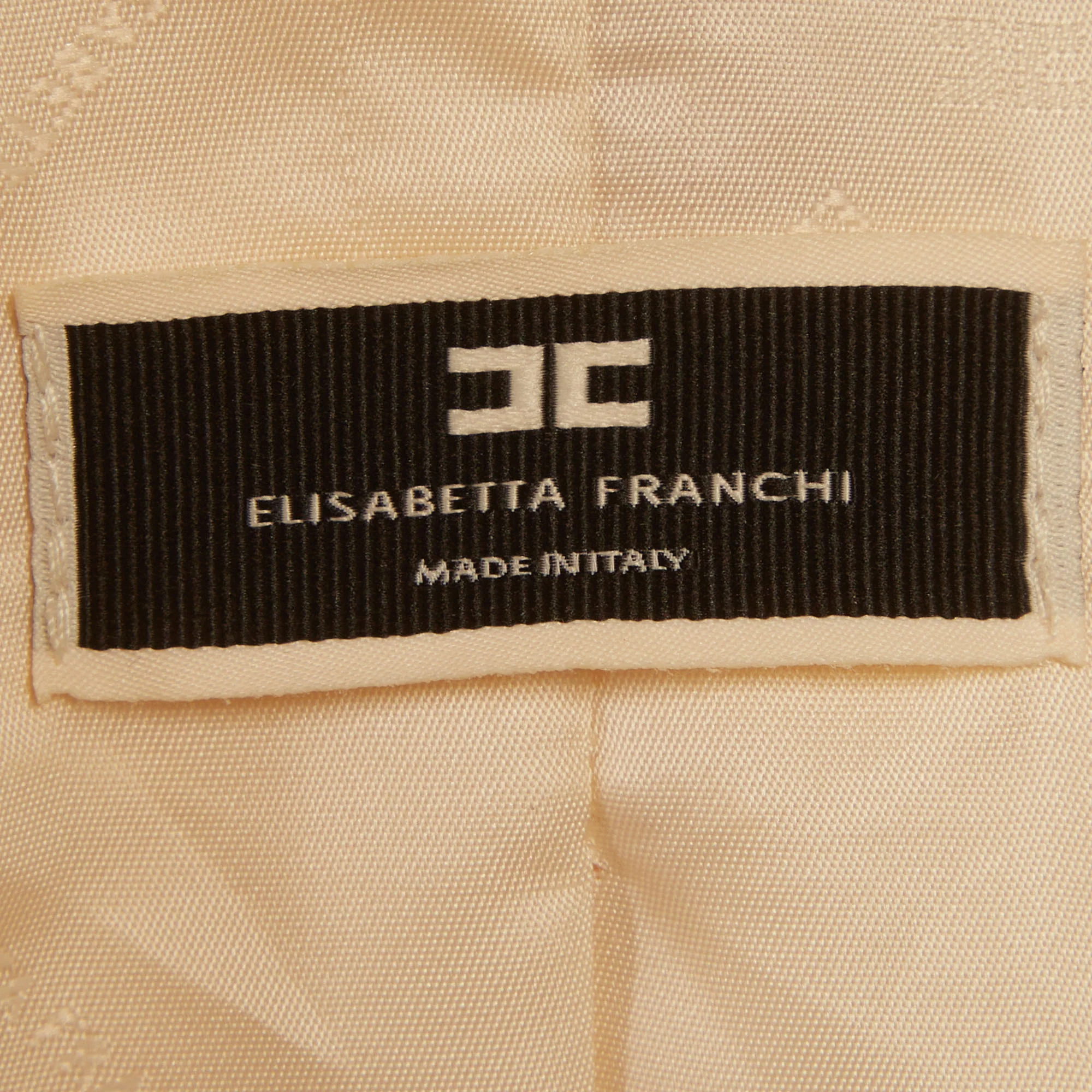 Elisabetta Franchi Multicolor Monogram Print Crepe Double Breasted Blazer - Image 4
