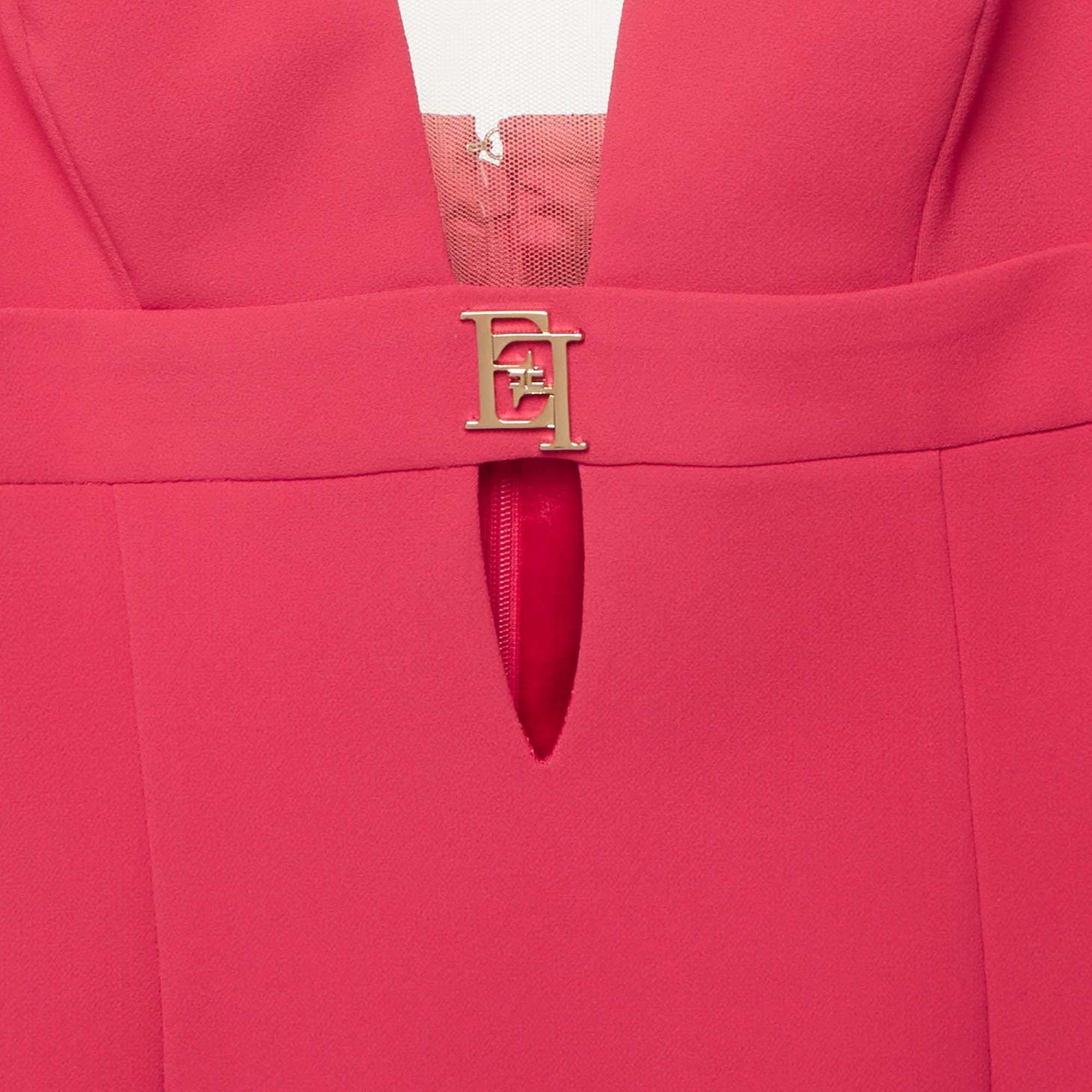 Elisabetta Franchi Pink Crepe Cut Out Mini Dress - Image 4