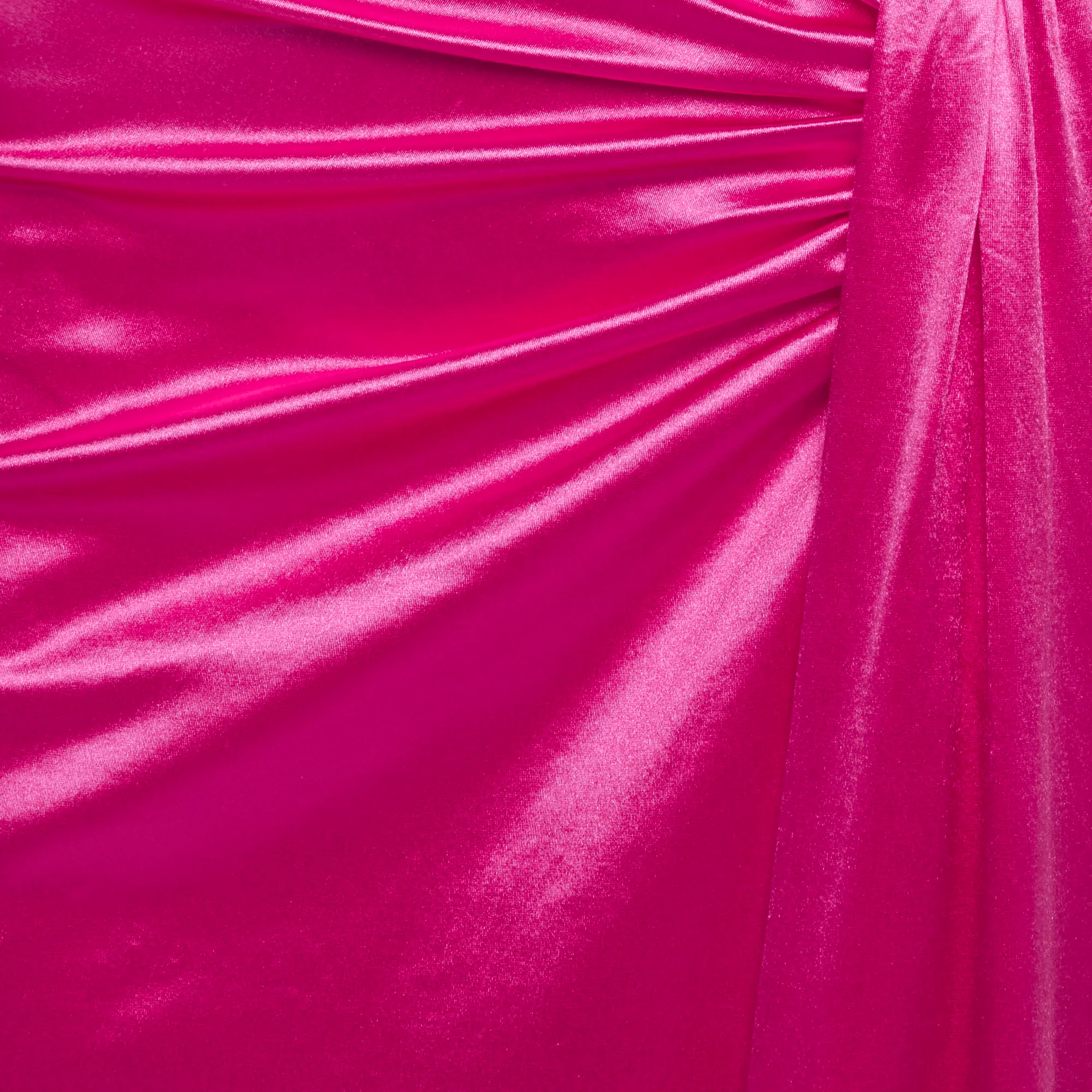 Elisabetta Franchi Pink Satin Draped Cut Out Maxi Dress - Image 4