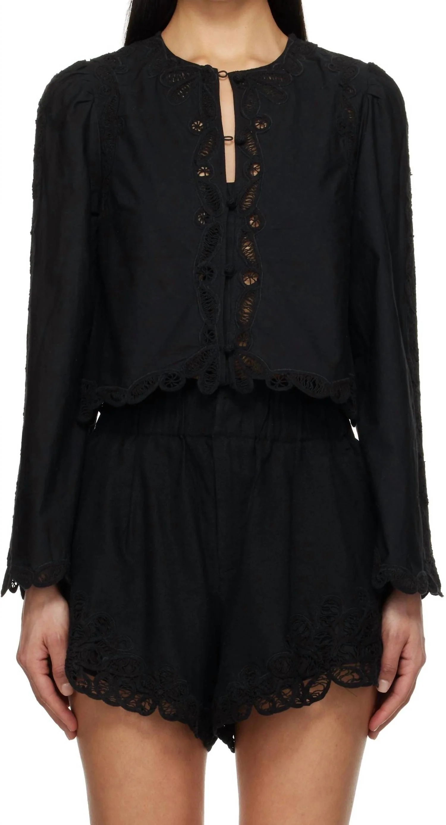 Elke Soutache Top In Black