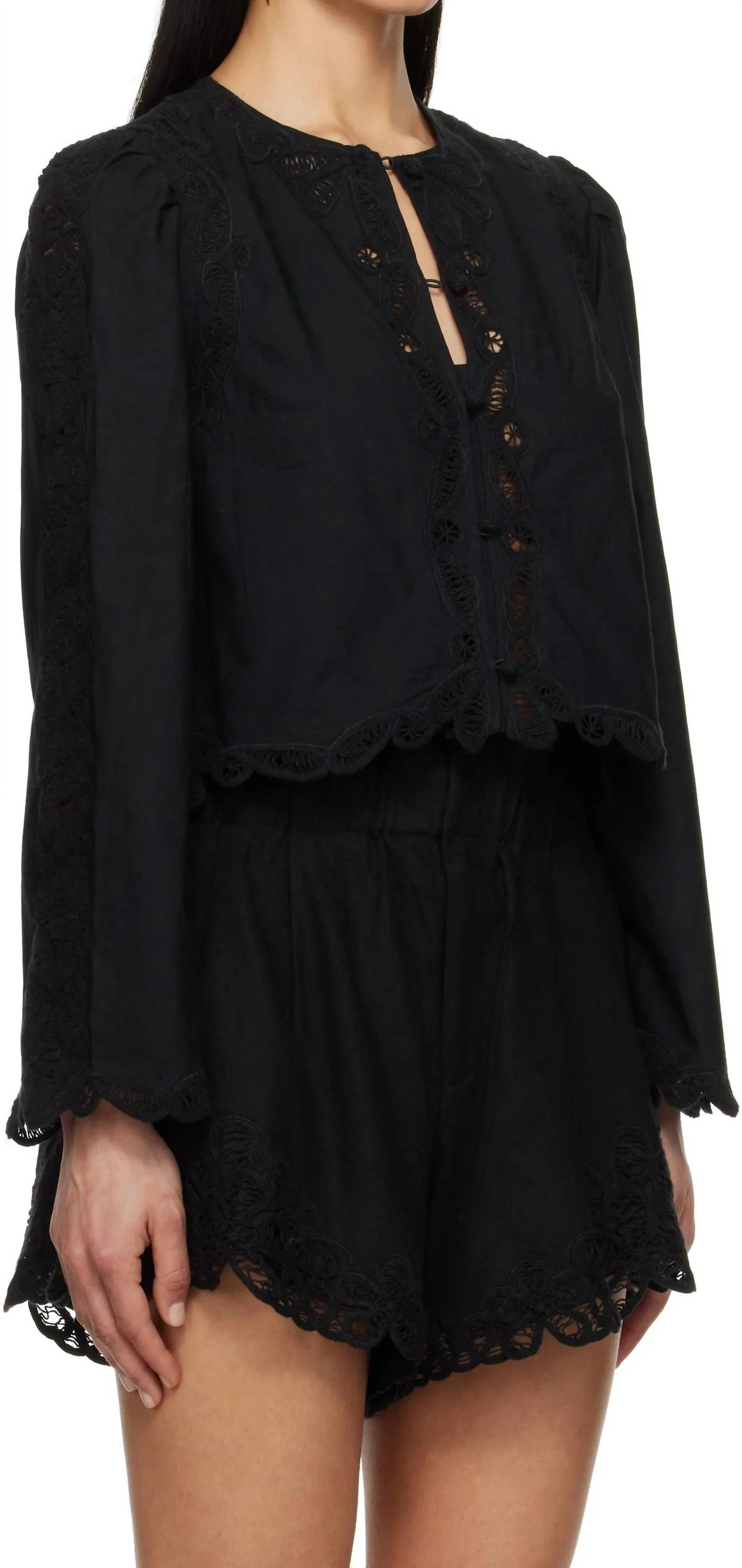 Elke Soutache Top In Black - Image 3