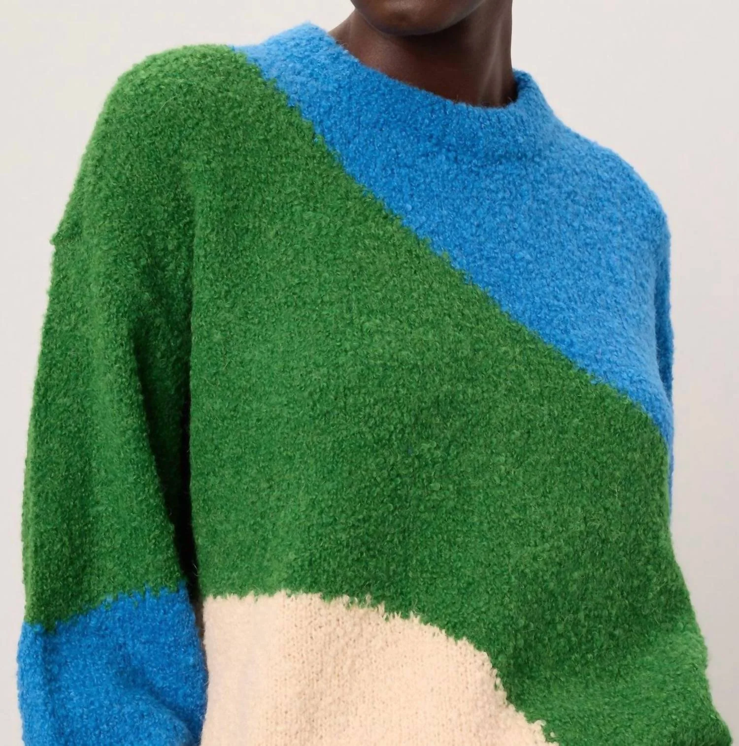 Elle Textured Crew Neck Sweater In Cobalt And Clover - Image 2