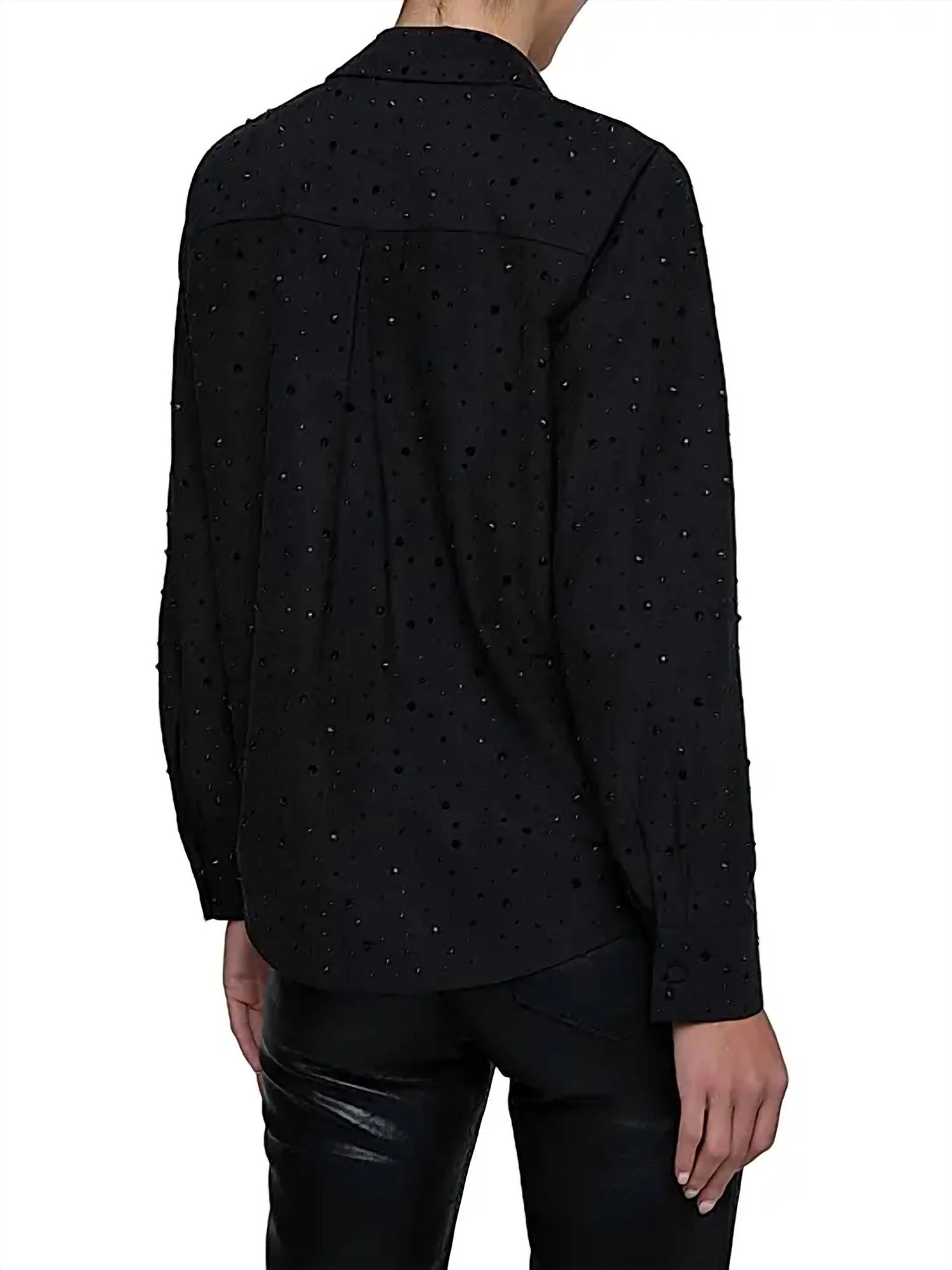Ellery Embellished Cotton-Blend Blouse In Black Crystal - Image 2