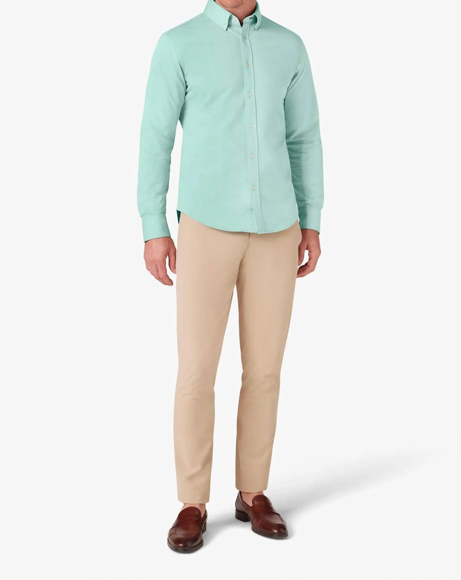 Ellis Oxford Button Down Shirt In Nile Blue Solid