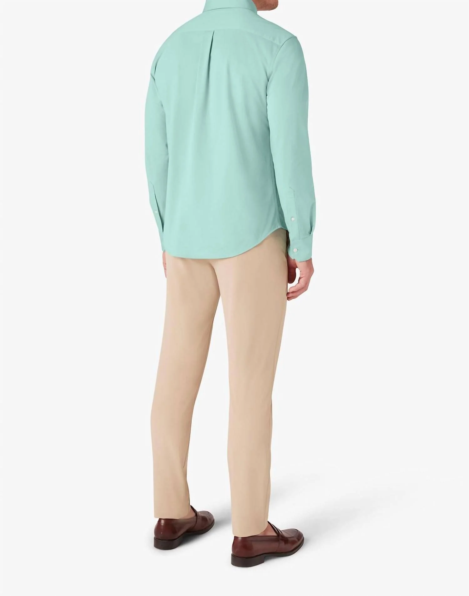 Ellis Oxford Button Down Shirt In Nile Blue Solid - Image 2
