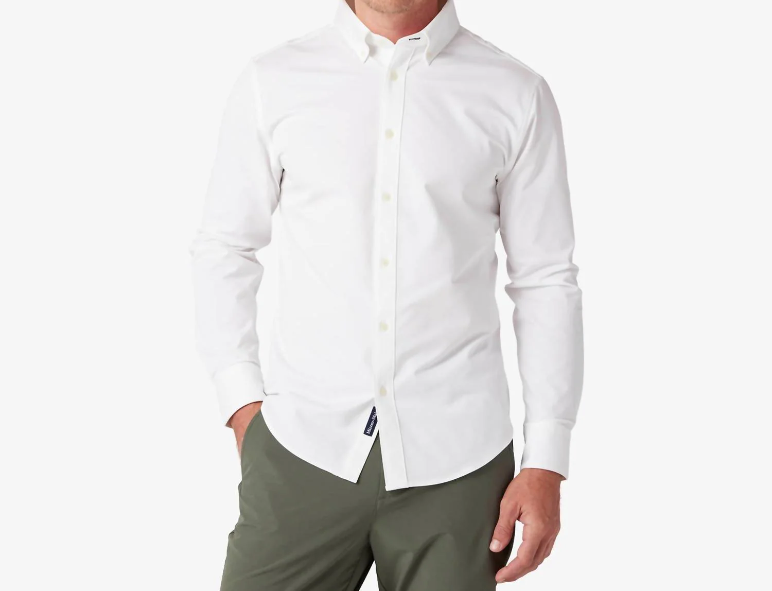 Ellis Oxford Button Down Shirt In White Solid