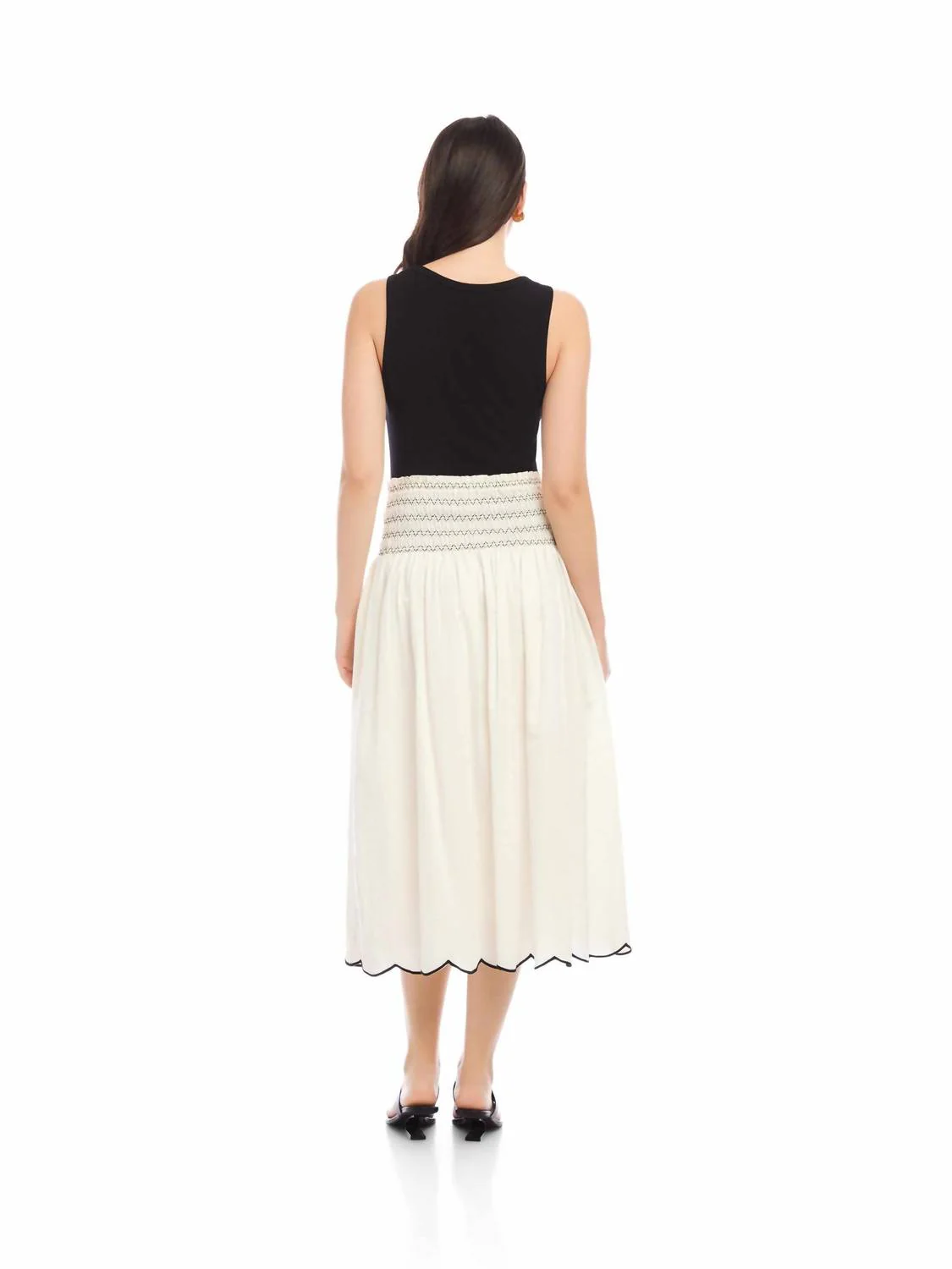 Elsa Smocked Waist Midi Skirt In Cream - Image 3