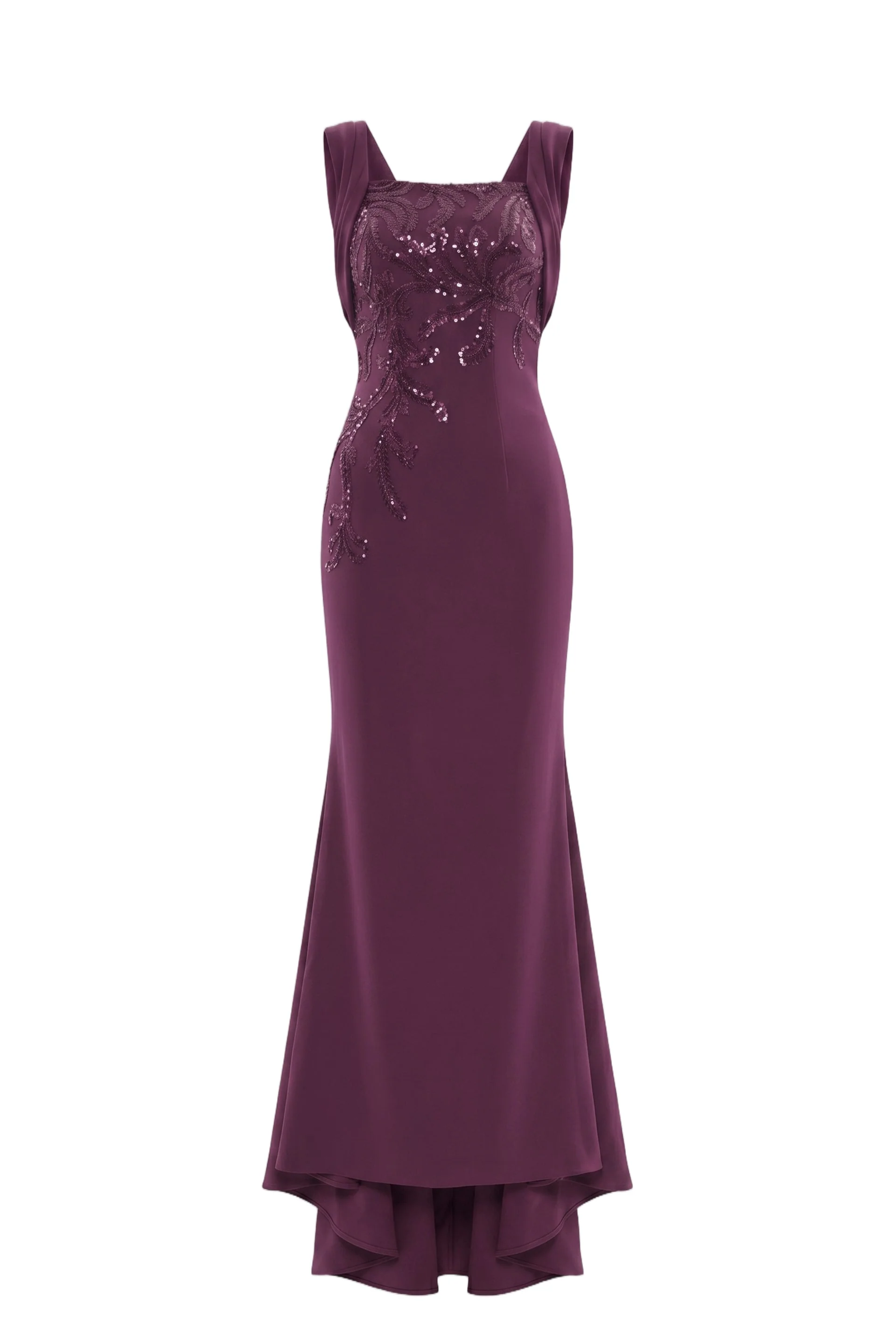 Embellished Long Crepe Dress