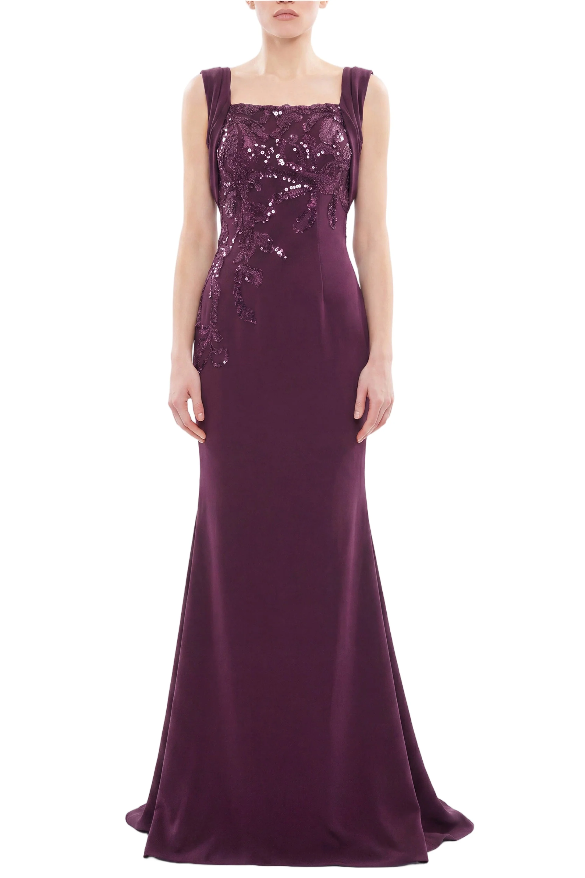 Embellished Long Crepe Dress - Image 2