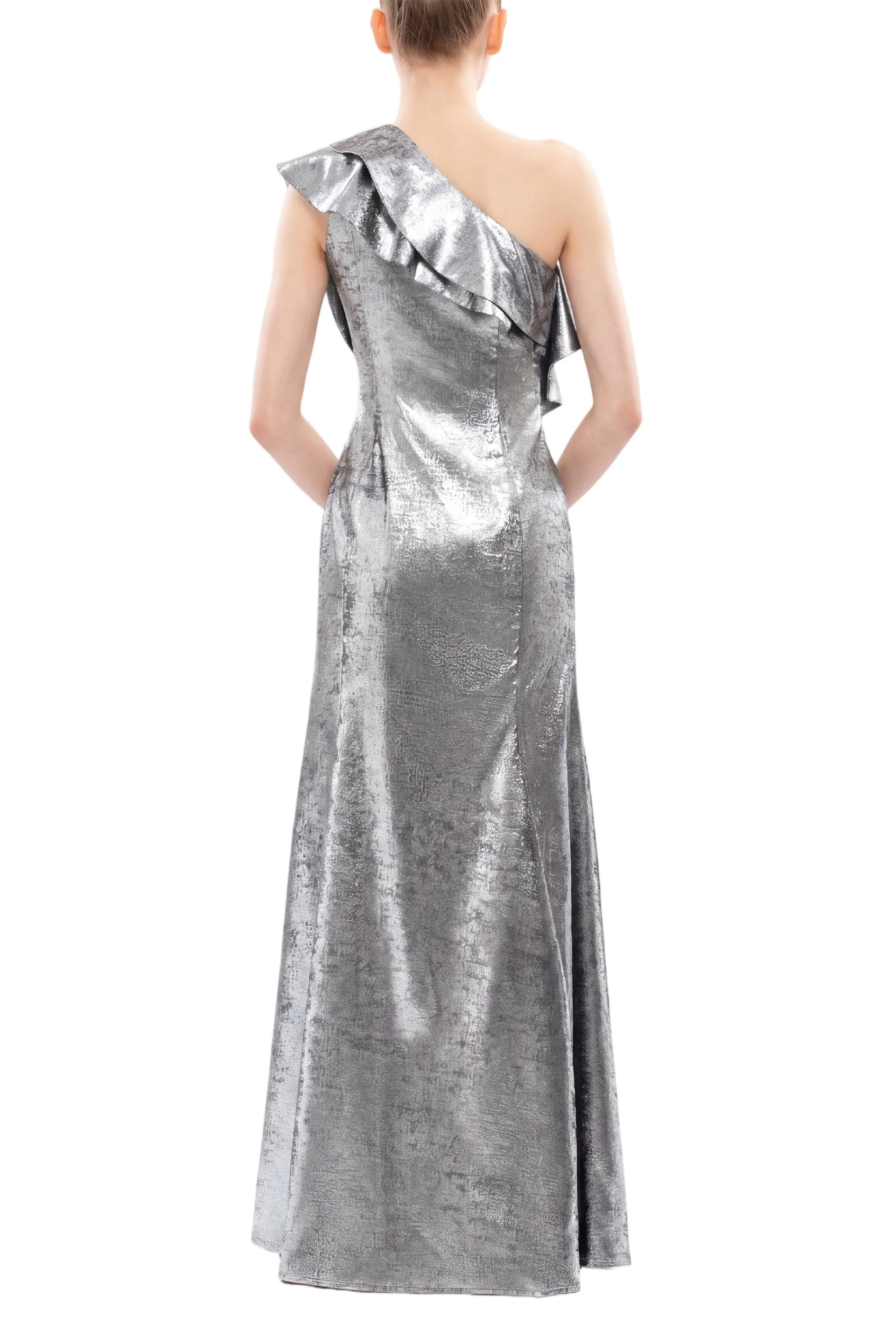 Embellished One-Shoulder Lamé Dress - Image 3