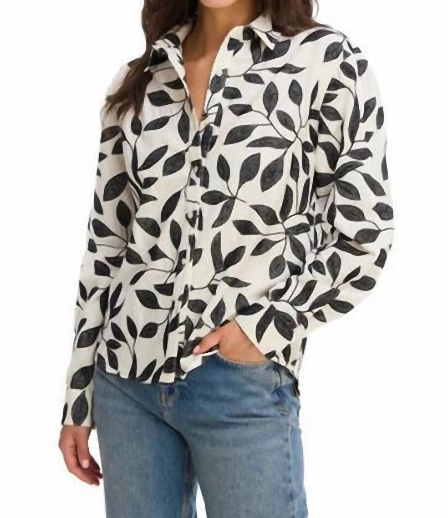Embroidered Nina Shirt In Black Floral