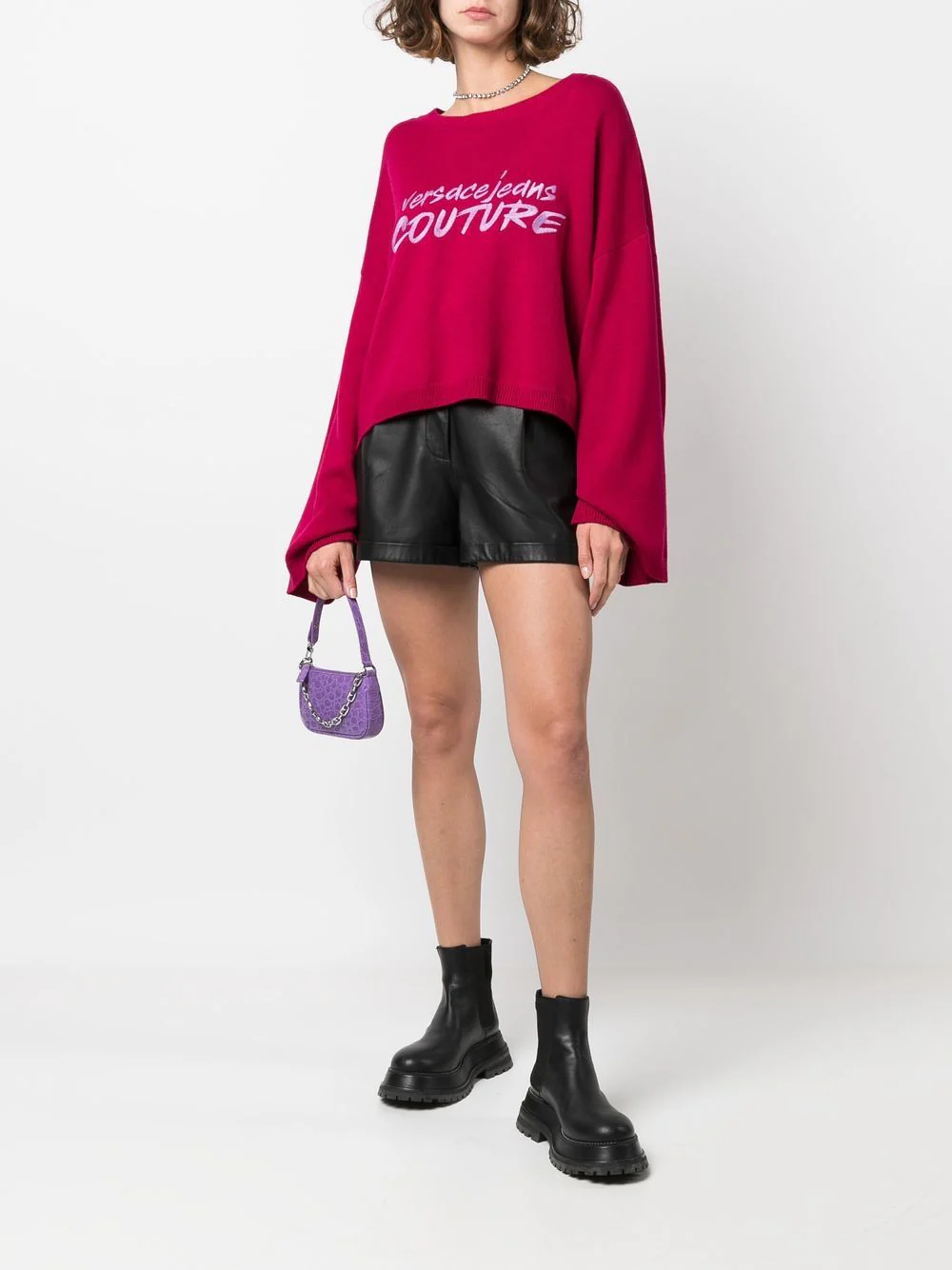 Embroidery Logo Relaxed Cropped Wool Sweater - Image 2