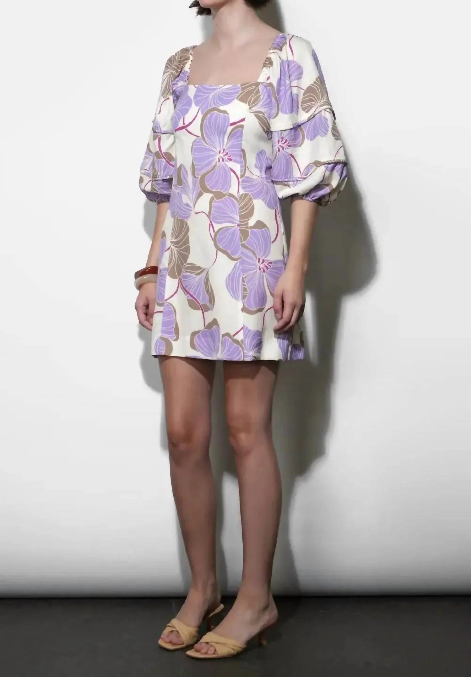 Emery Mini Dress In Cream/lilac - Image 2