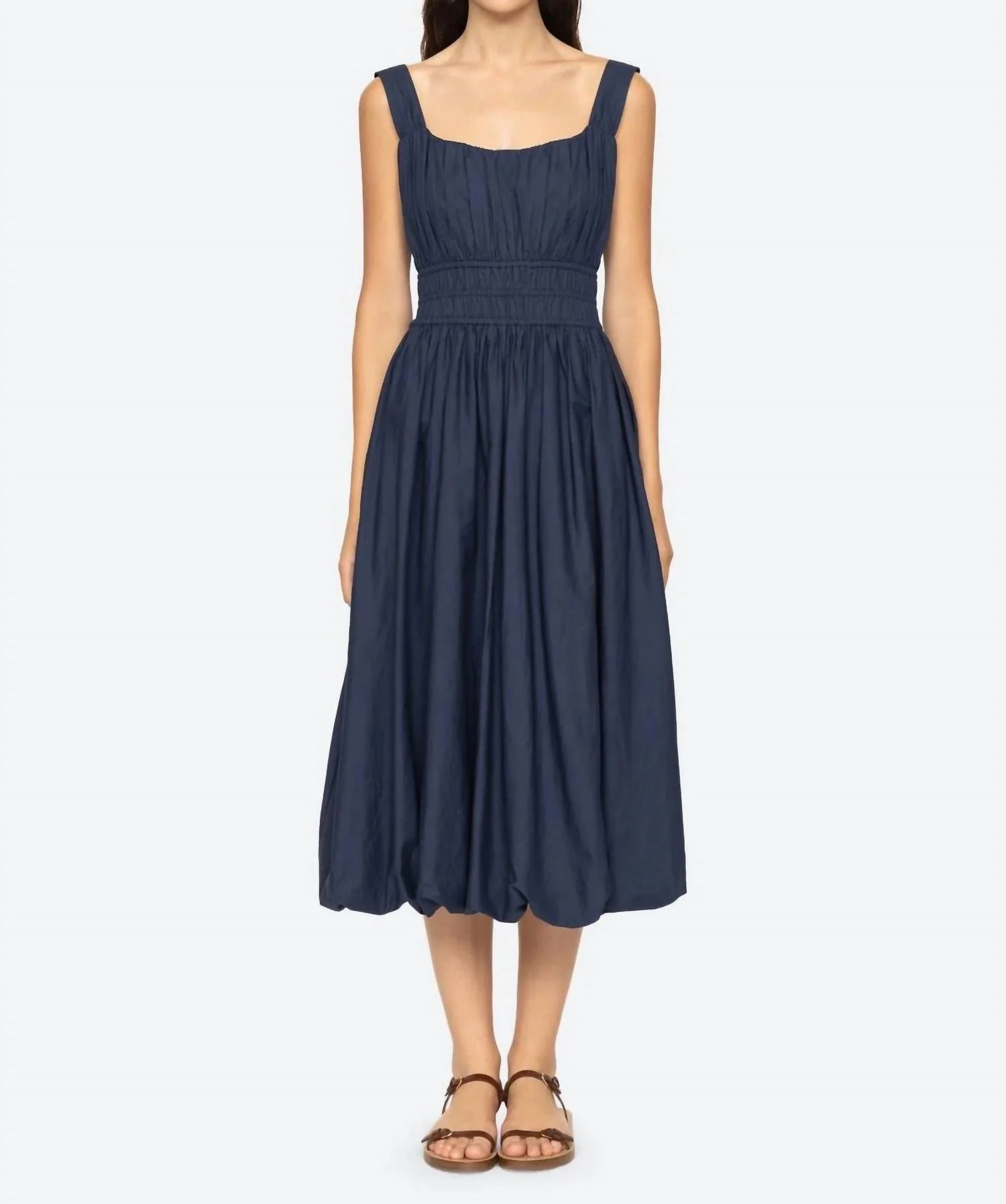 Emmet Midi Bubble Dress In Navy