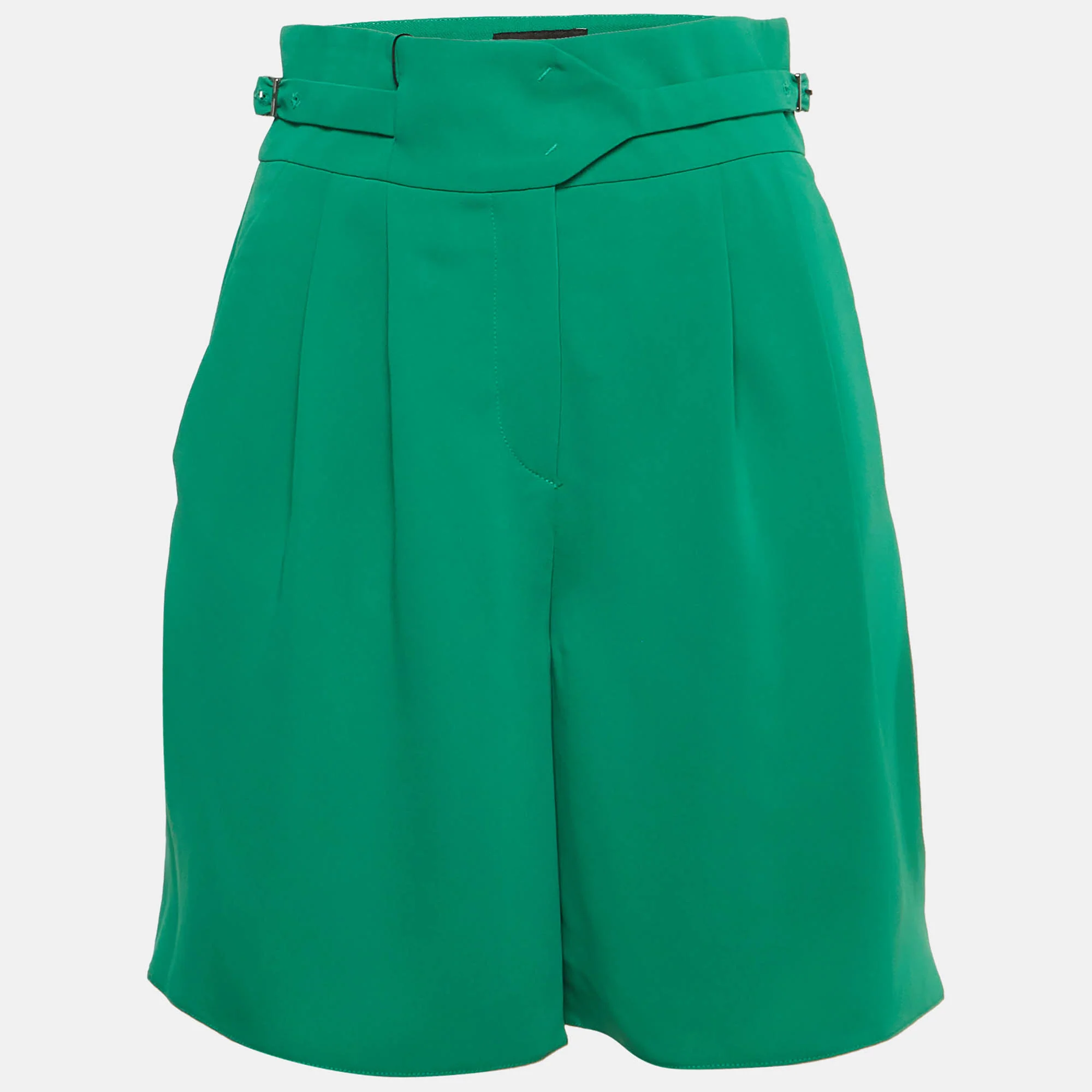 Emporio Armani Green Crepe Pleated Shorts