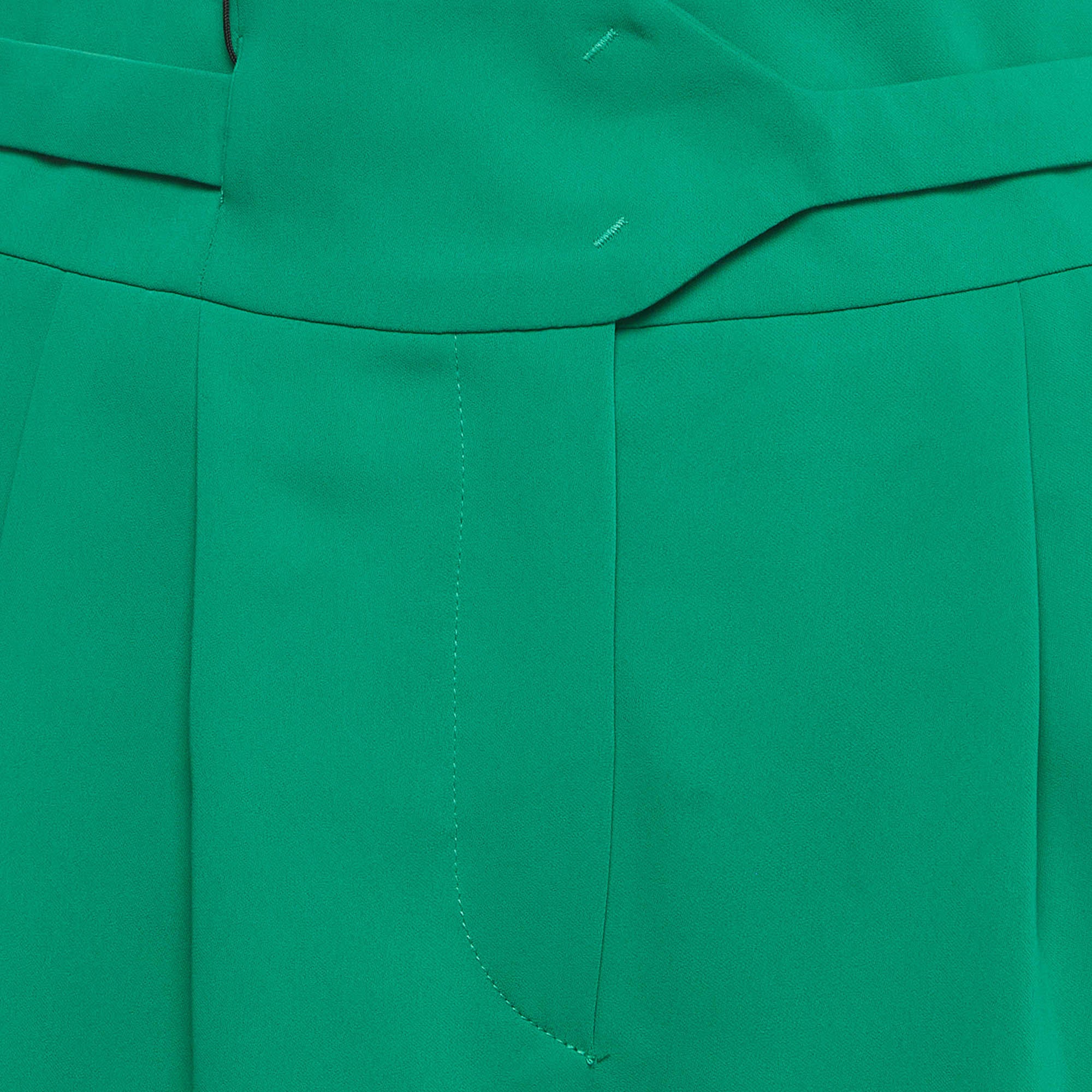 Emporio Armani Green Crepe Pleated Shorts - Image 4