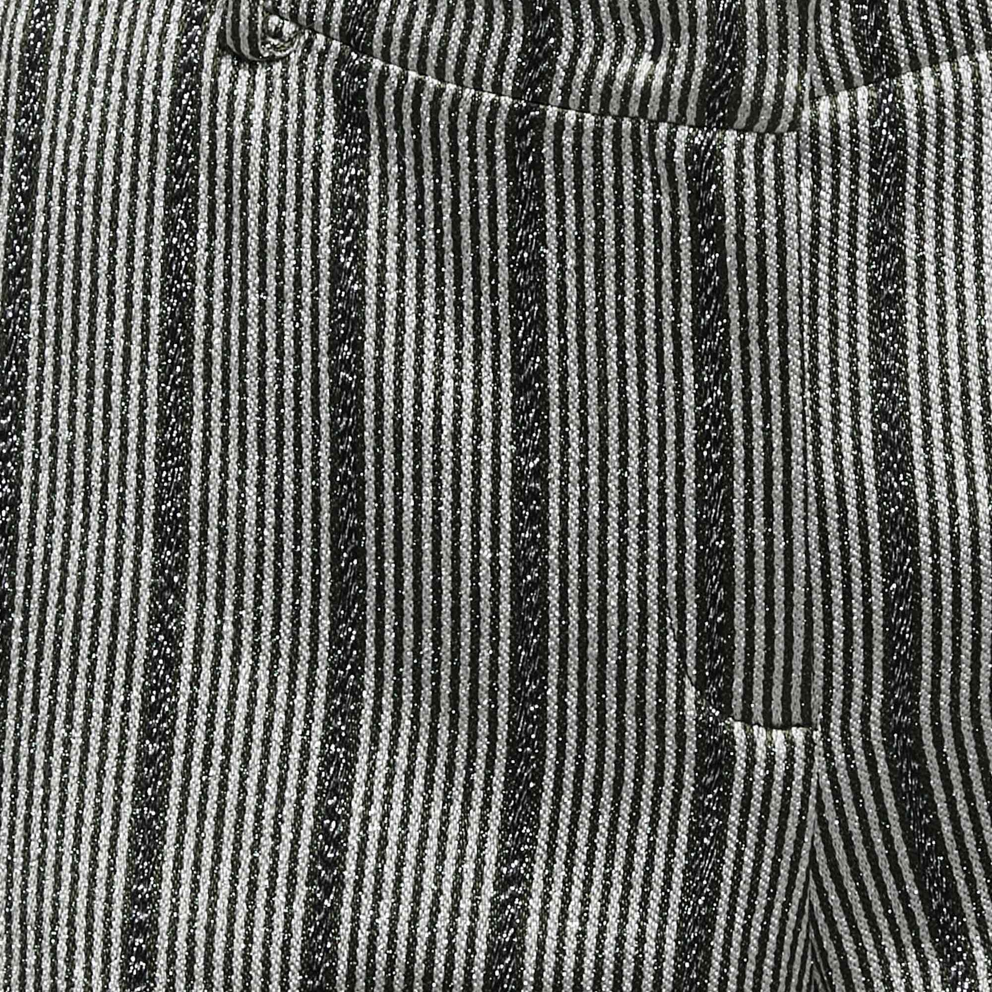 Emporio Armani Green Metallic Striped Lame Shorts - Image 4