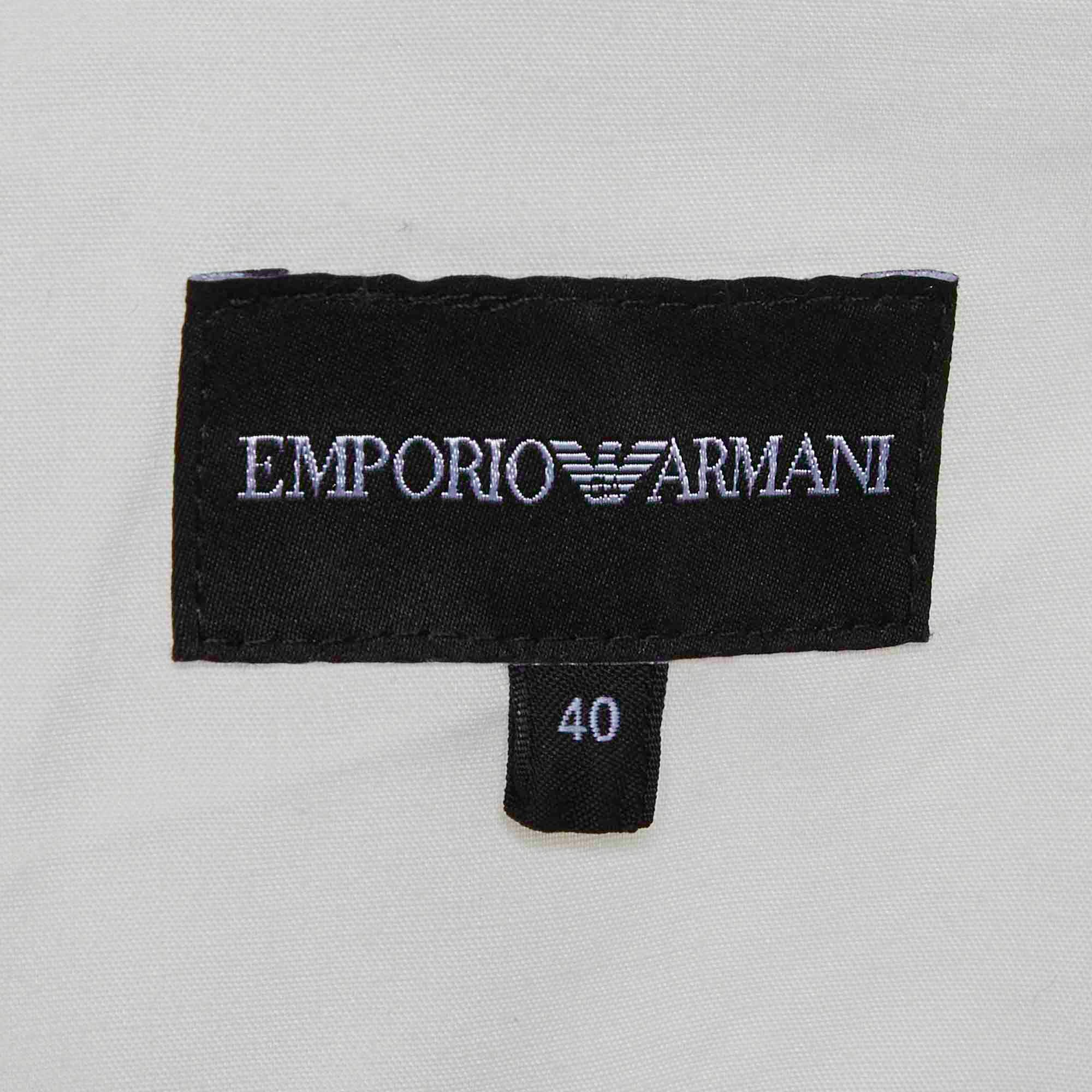 Emporio Armani White Denim Double Breasted Cropped Sailor Jacket - Image 4
