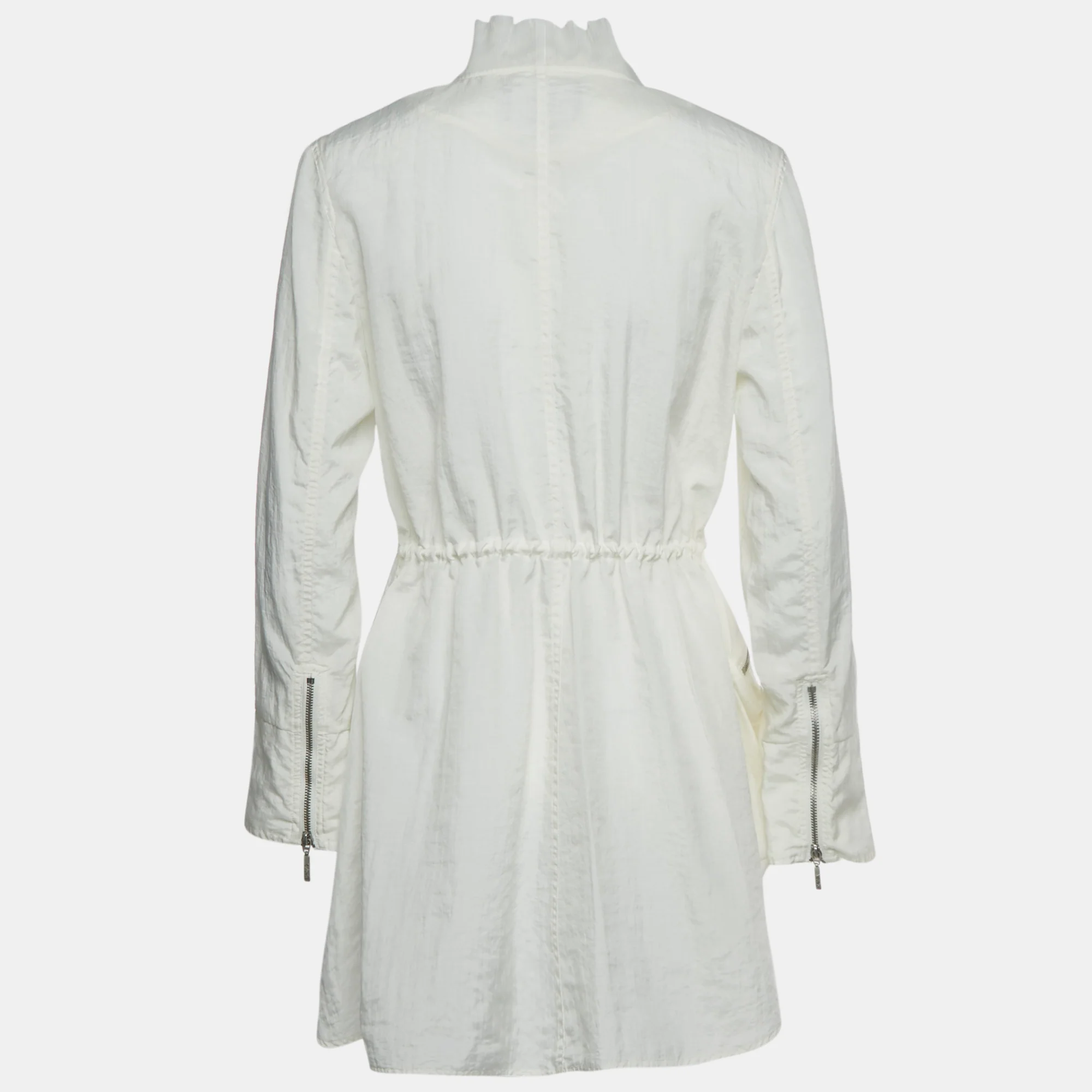 Emporio Armani White Zip Front Long Jacket - Image 2