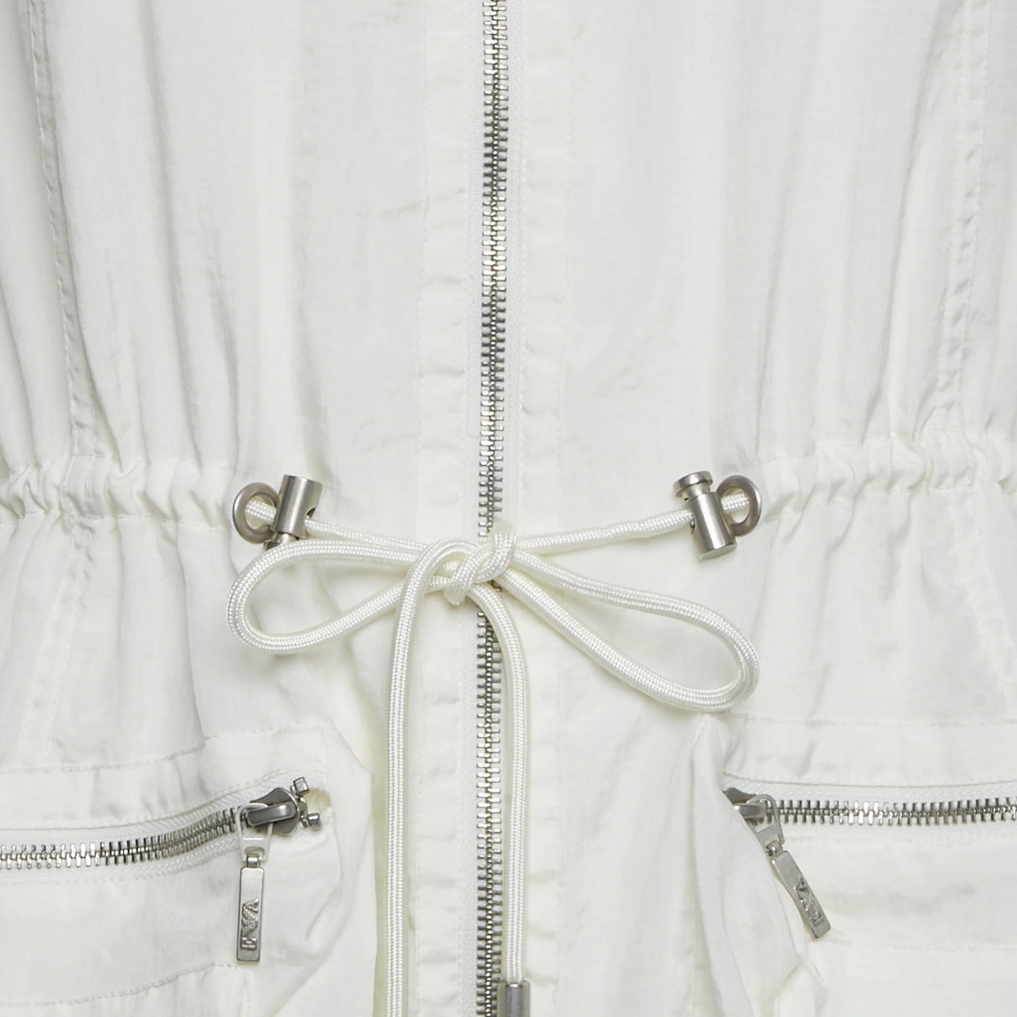 Emporio Armani White Zip Front Long Jacket - Image 3