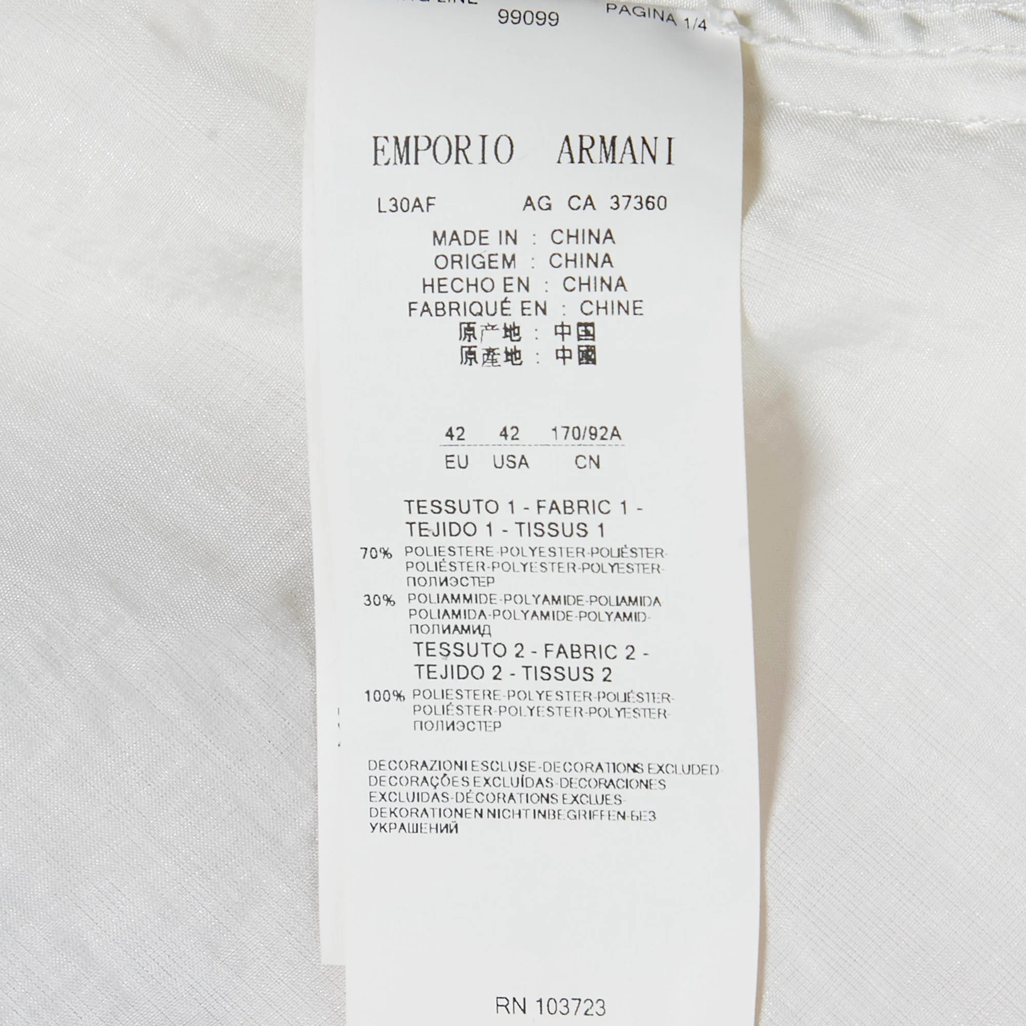 Emporio Armani White Zip Front Long Jacket - Image 5