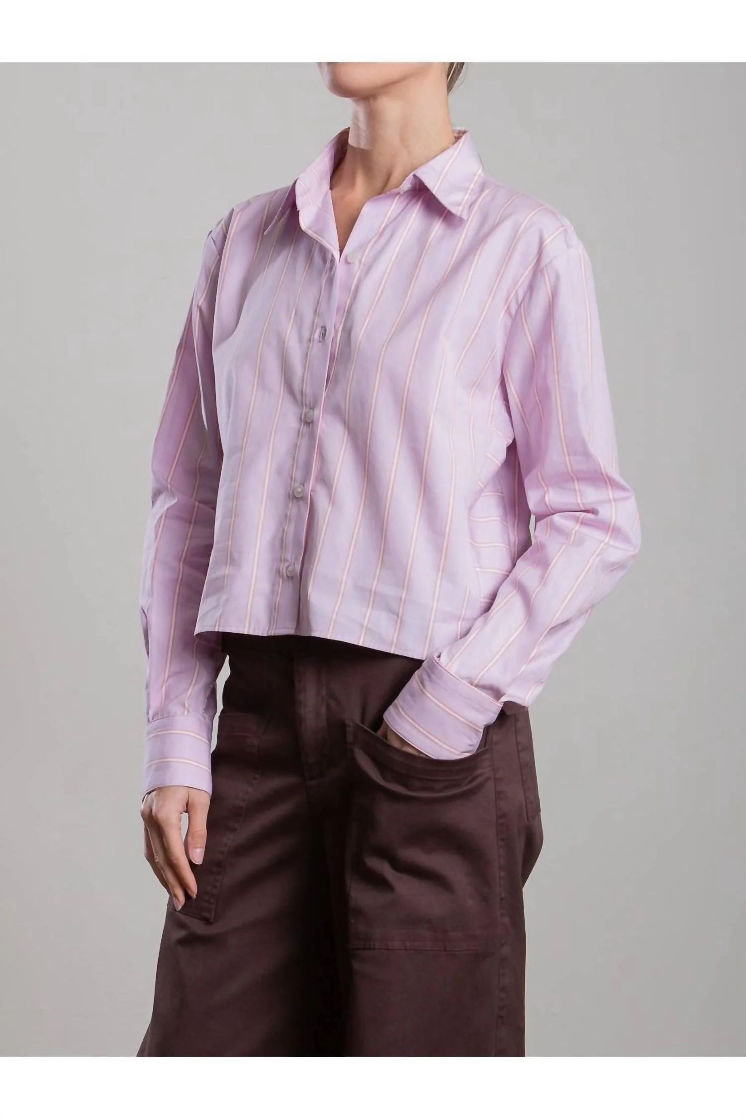 Enzo Japanese Stripe Shirt In Lilac - Image 4