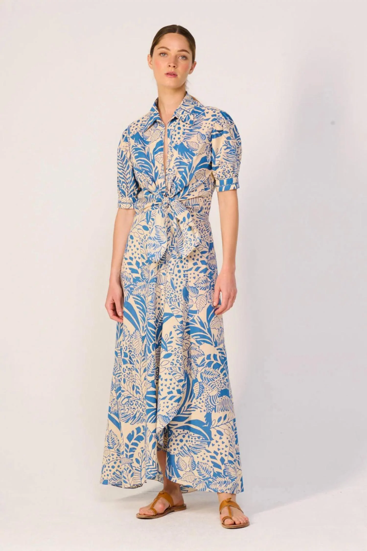 Eren Long Maxi Dress In Blue Toucan
