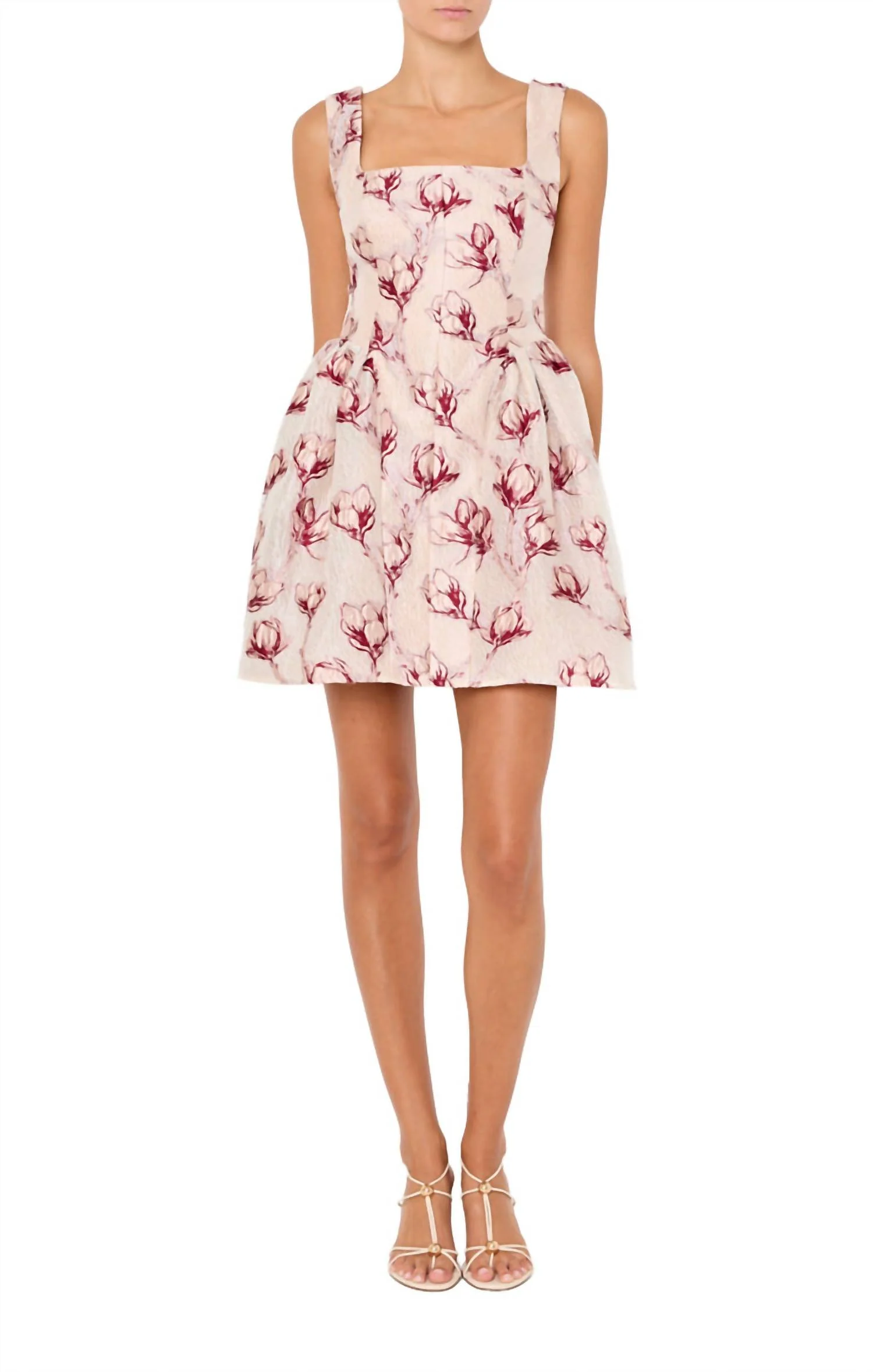 Erin Sleeveless Floral Mini Dress In Pink/white