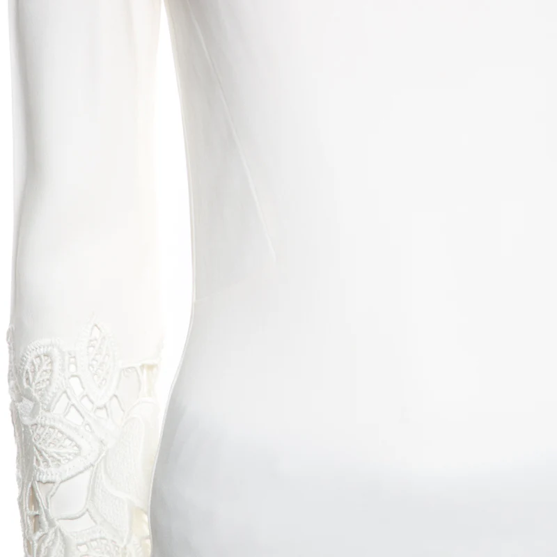 Ermanno Scervino Off White Floral Lace Trim Detail Long Sleeve Top - Image 4
