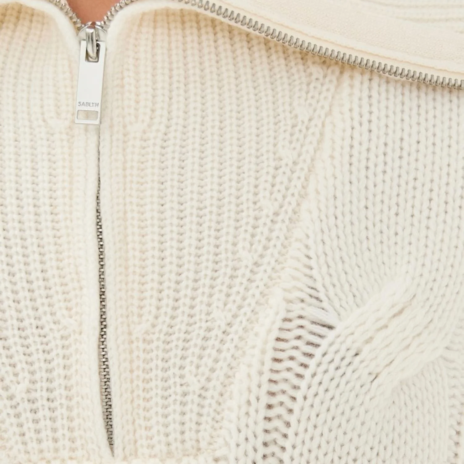 Esme Half Zip Cable Sweater In Gardenia - Image 2