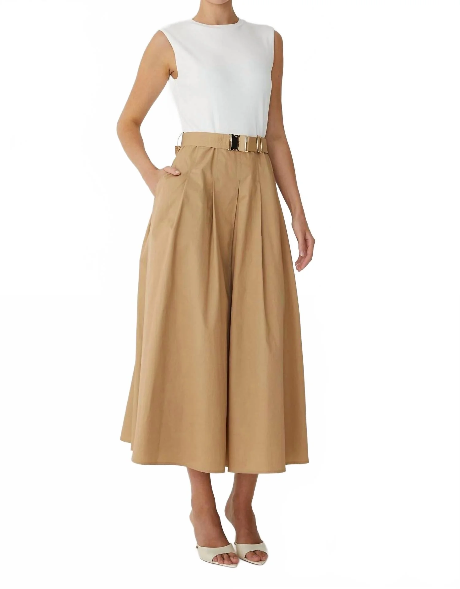 Essie Dress In White/khaki - Image 2