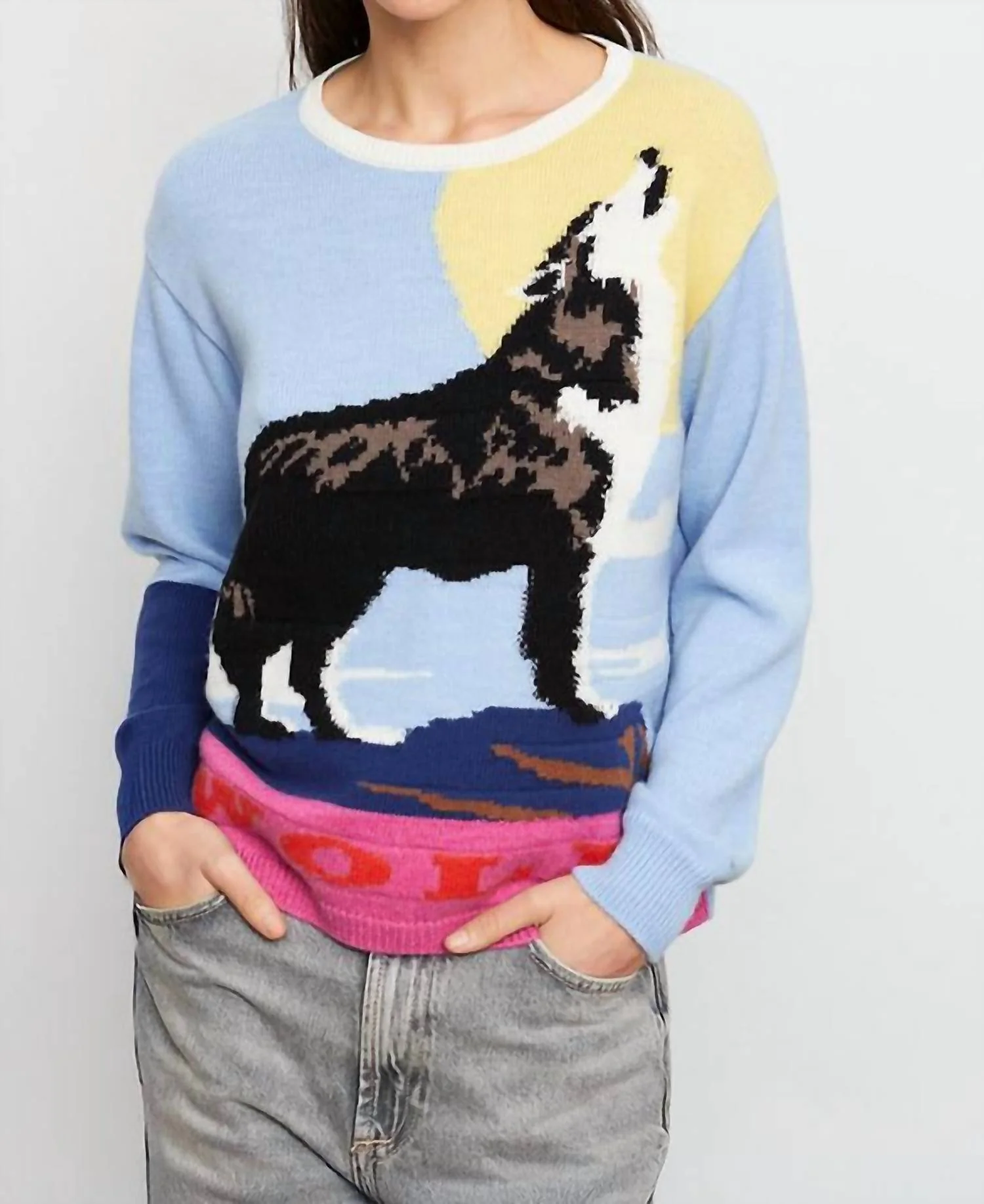 Etna Wolf Sweater In Light Blue