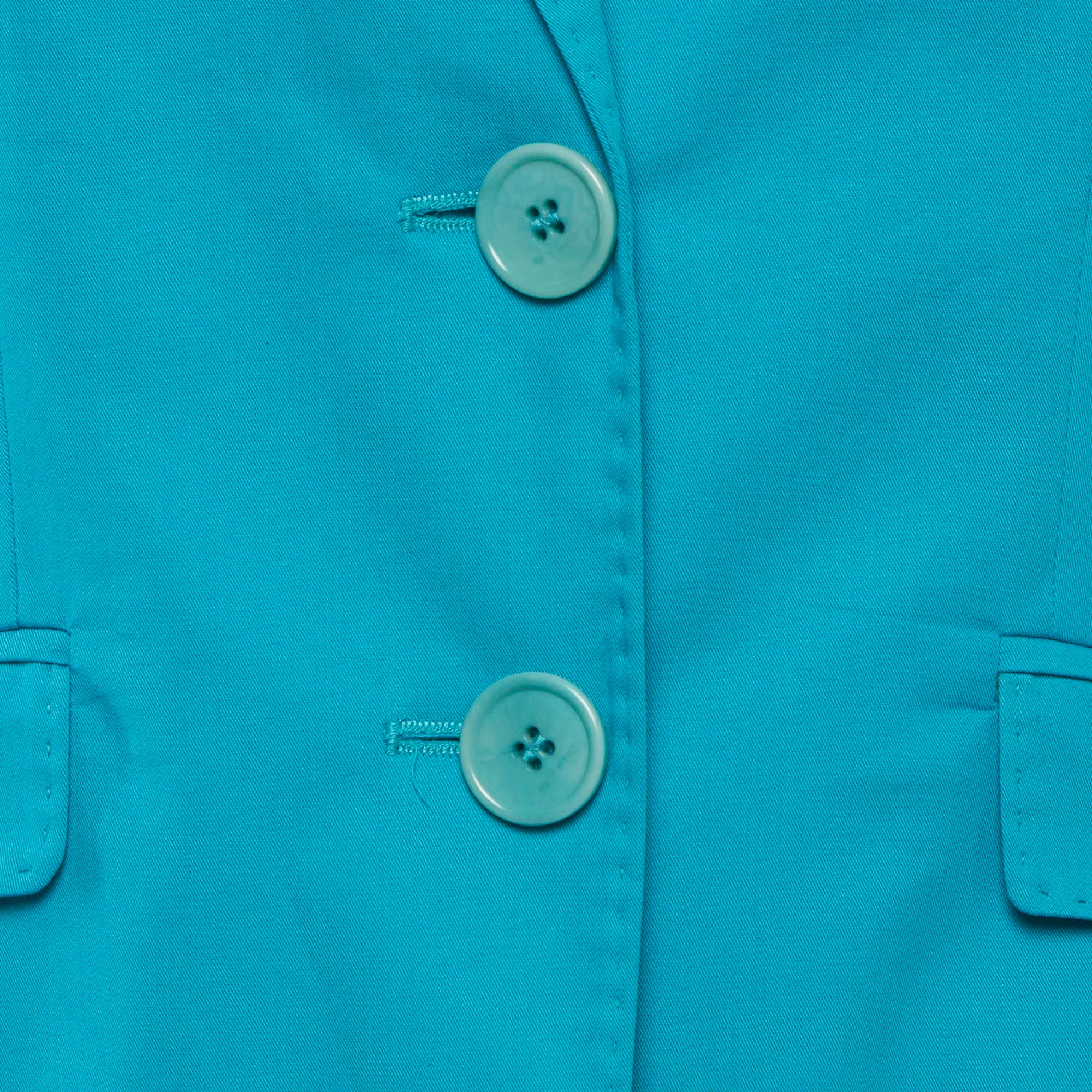Etro Blue Cotton Gabardine Single Breasted Blazer - Image 3