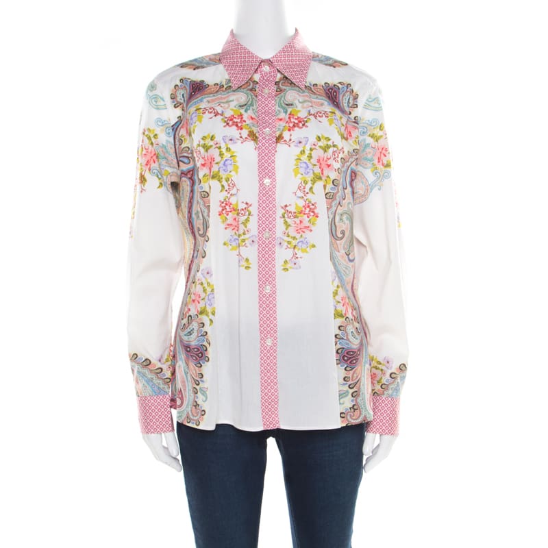 Etro Multicolor Floral And Paisley Printed Long Sleeve Shirt