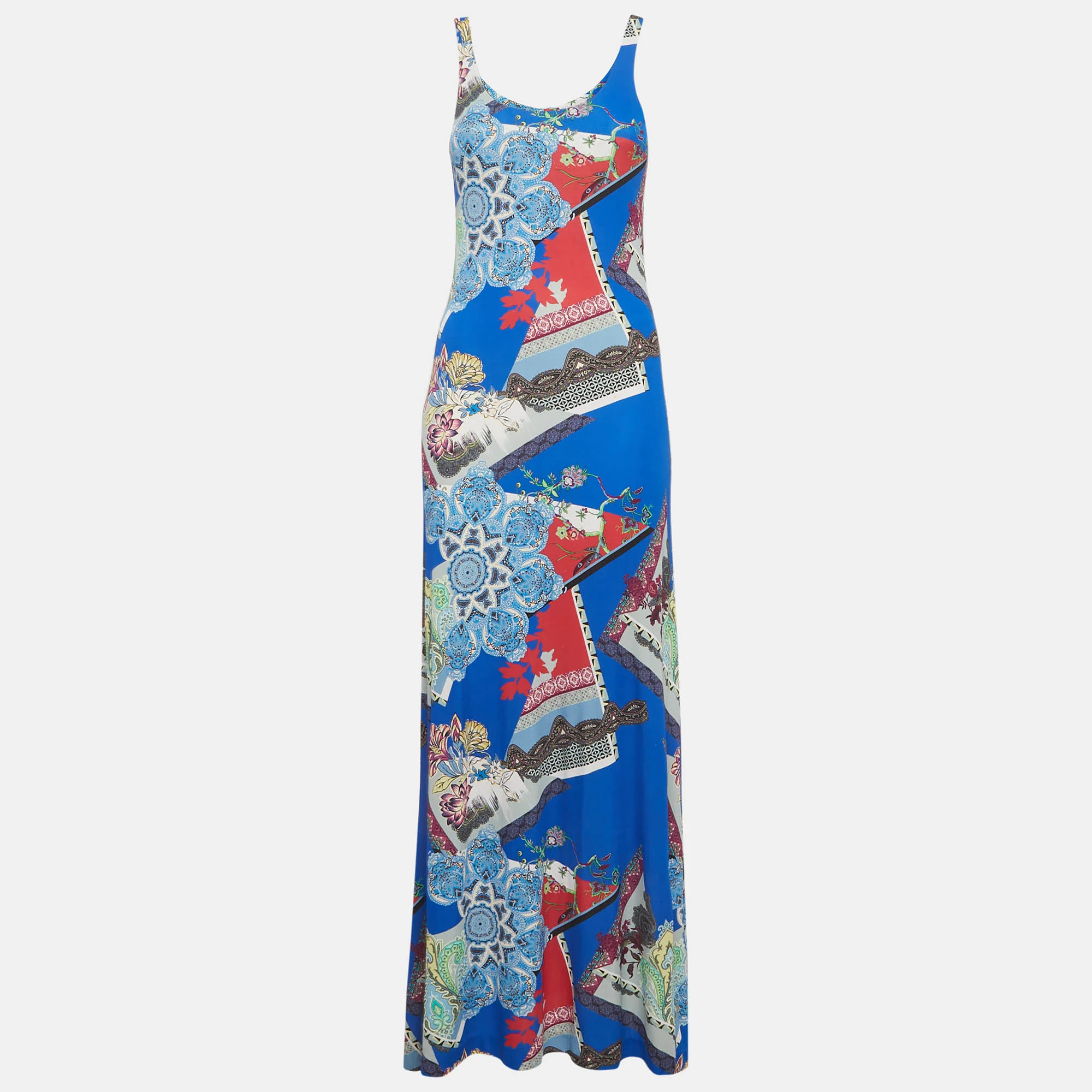 Etro Multicolour Printed  Jersey Strappy Maxi Dress