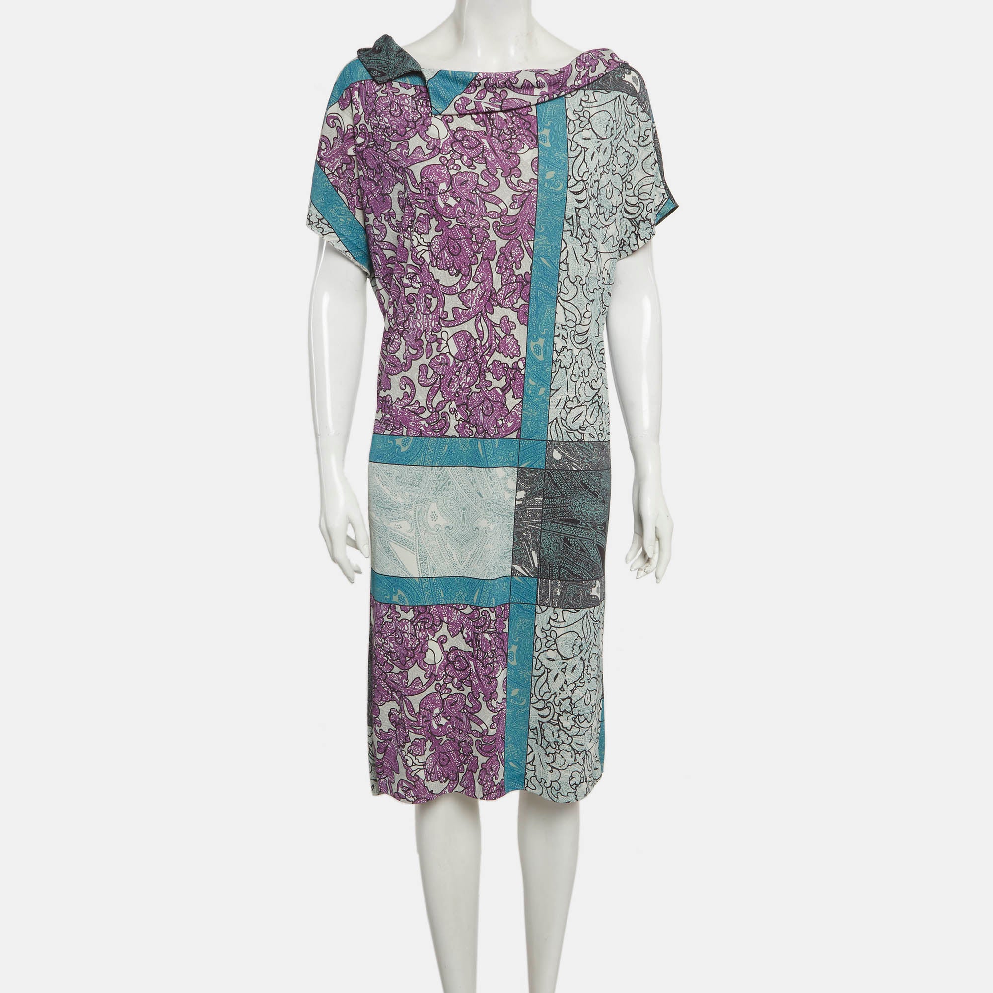 Etro Purple/blue Paisley Print Jersey Short Dress - Image 2